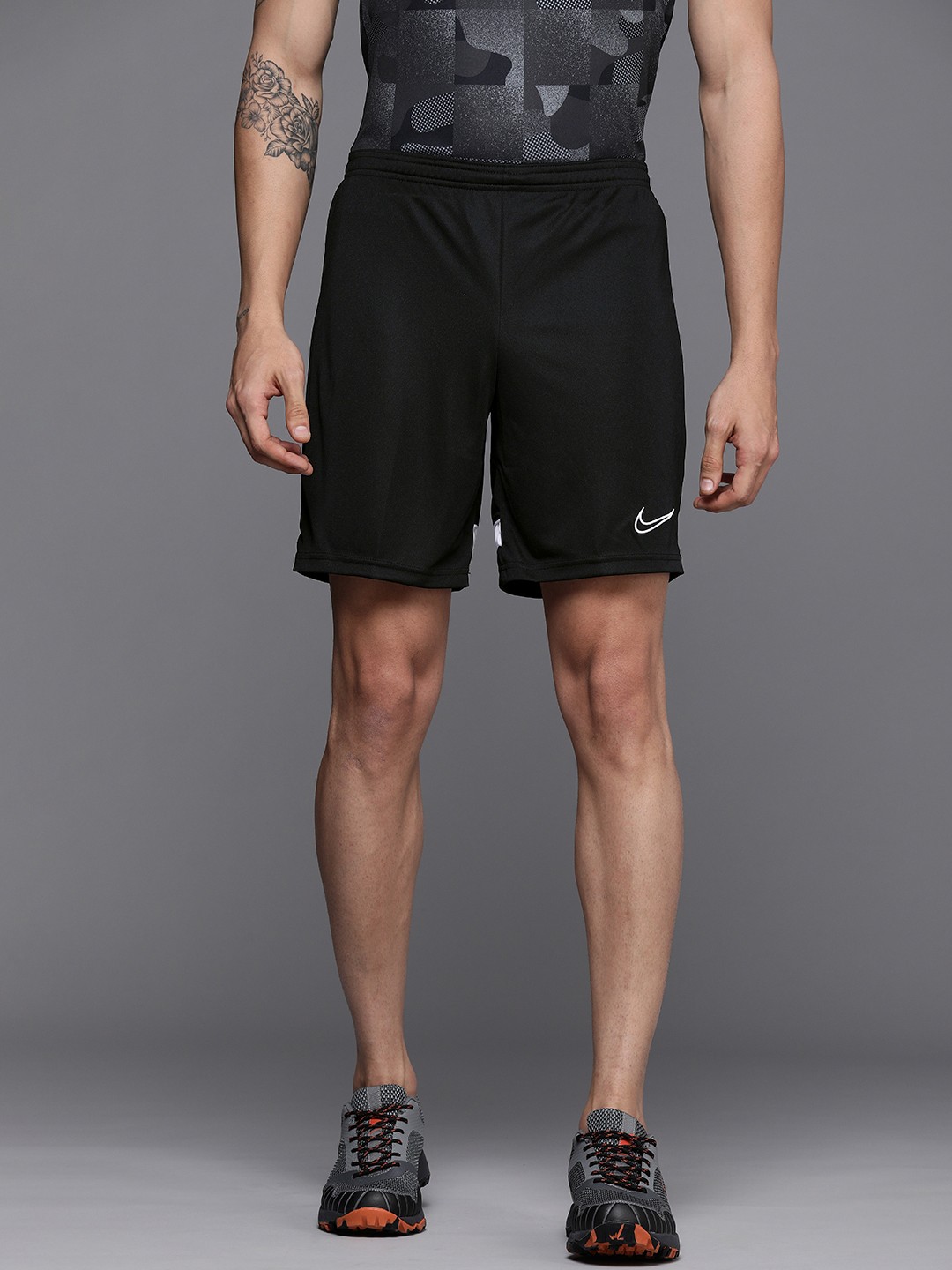 

Nike Men Black and White Colourblocked Outdoor Sports Shorts