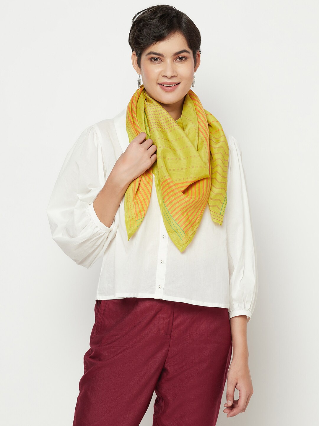 

Fabindia Women Yellow & Orange Printed Scarf