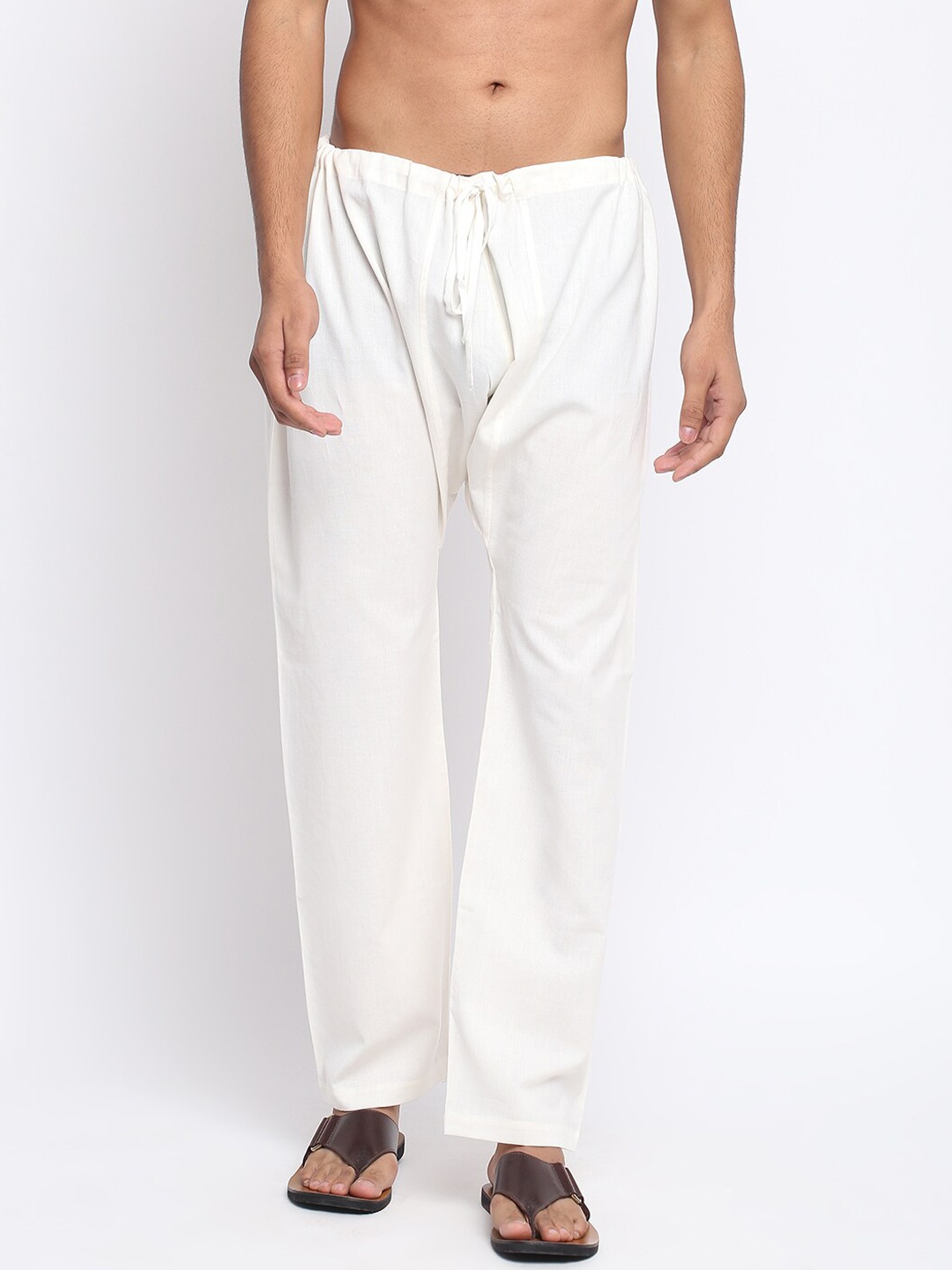 

Fabindia Men Beige Solid Cotton Pyjamas