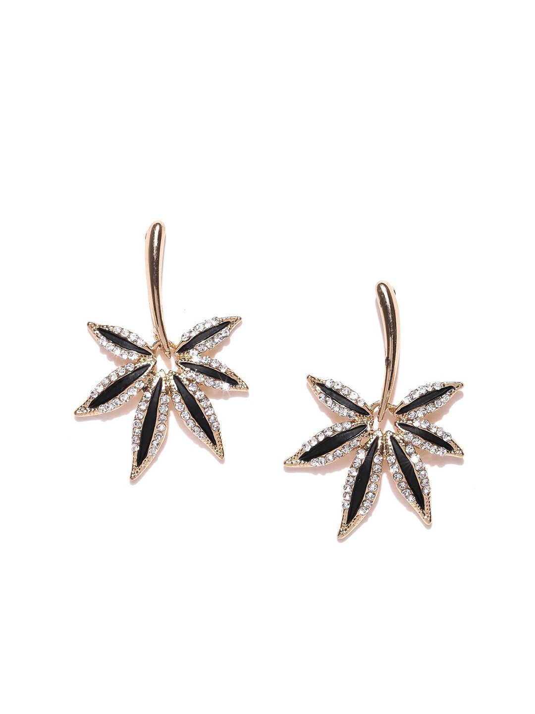 

Crunchy Fashion Gold-plated Black Contemporary Leaves Drop Earrings