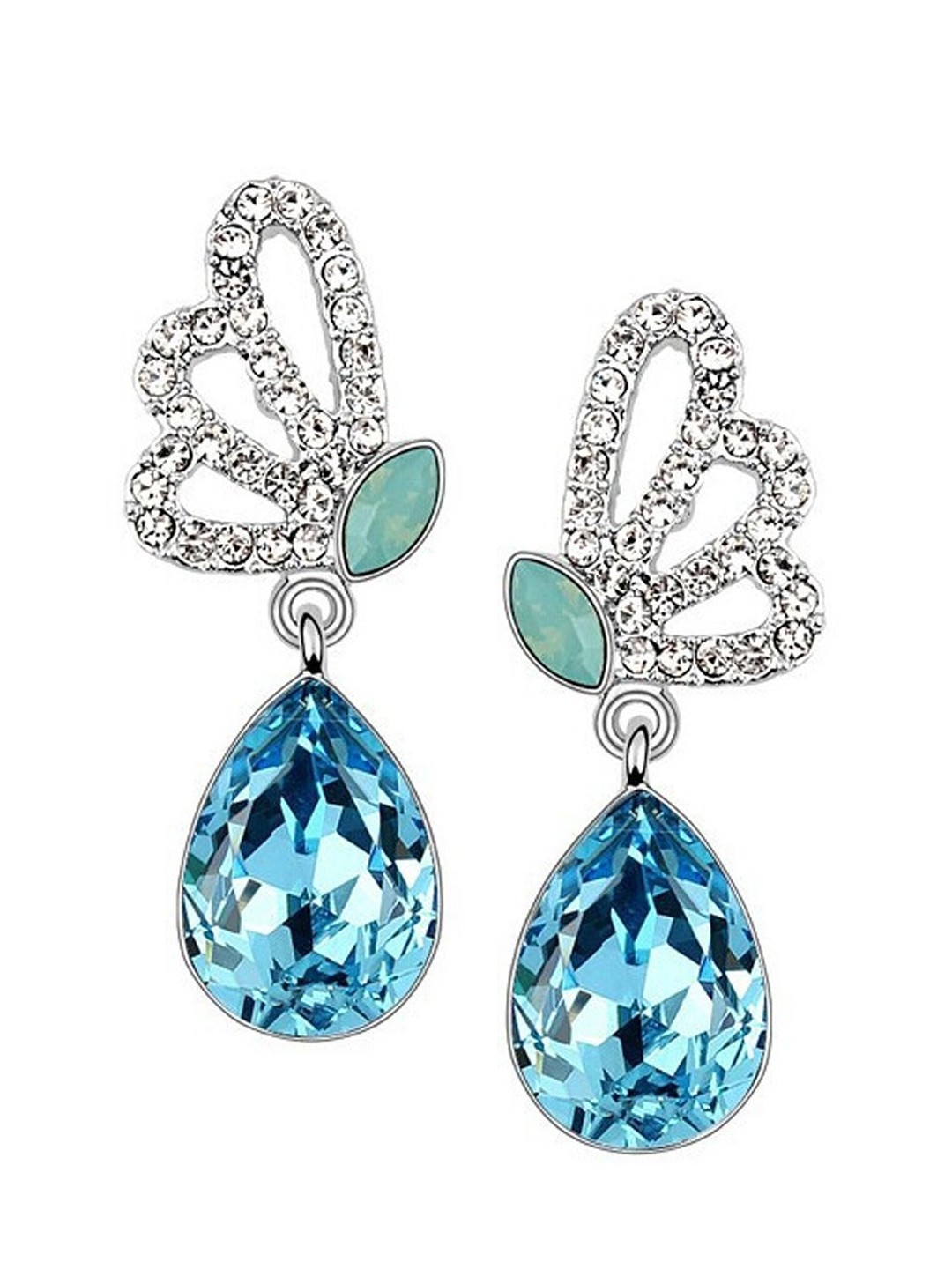 

Crunchy Fashion Women Blue & Silver-Toned Contemporary Drop Earrings