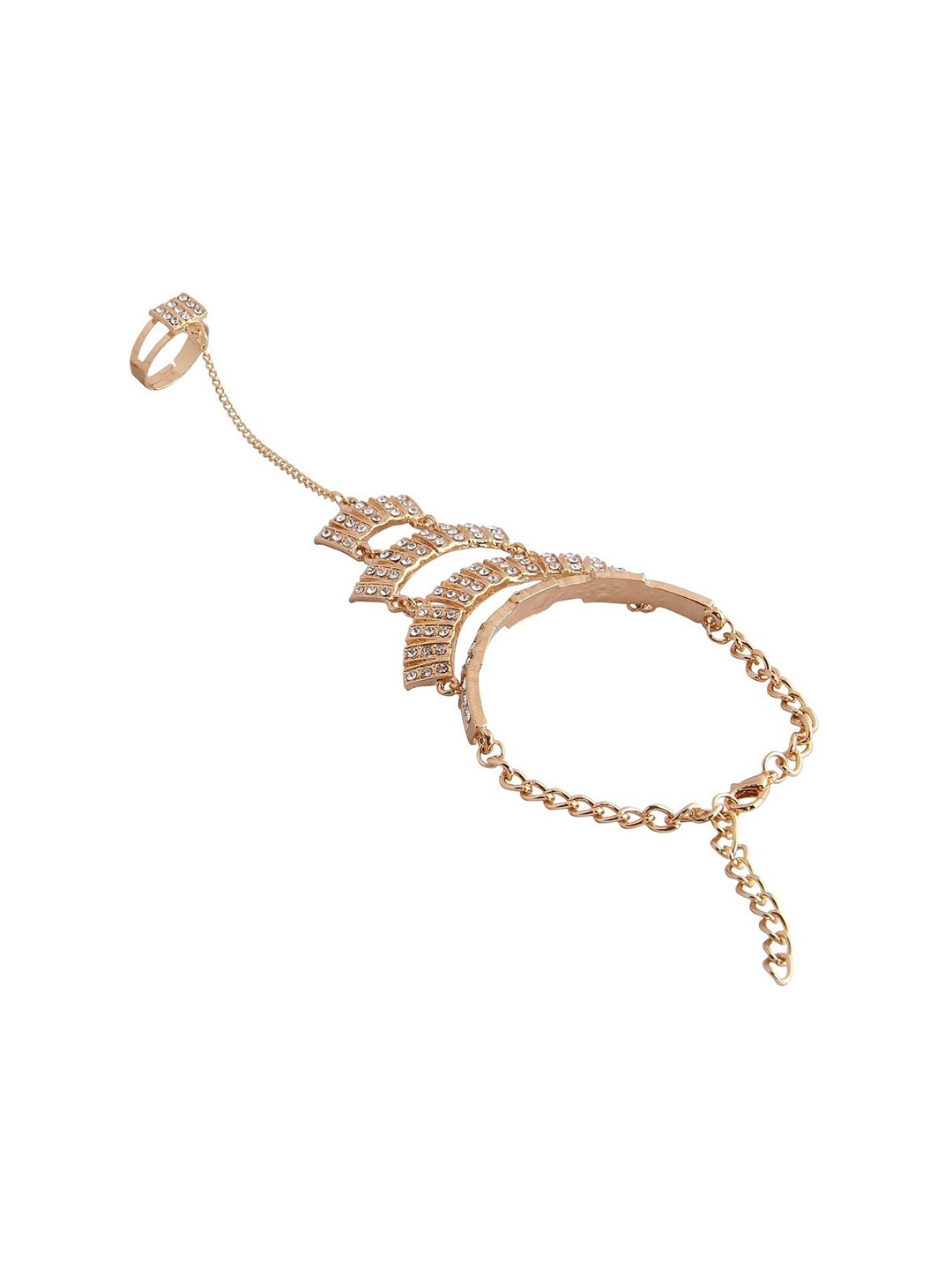 

Crunchy Fashion Women Gold-Toned & White Gold-Plated Ring Bracelet