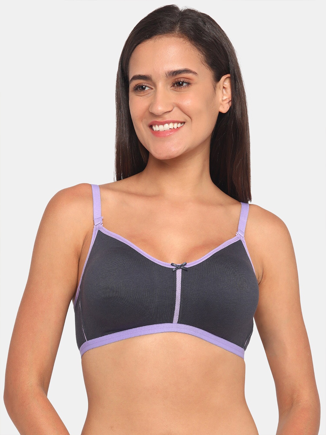 

Rosaline by Zivame Black & Purple T-shirt Bra