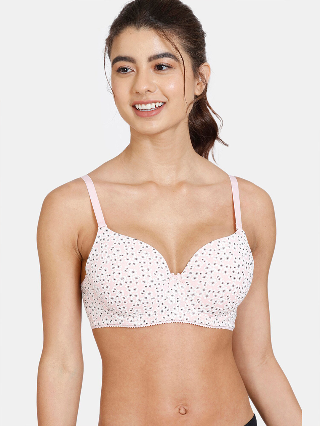 

Rosaline by Zivame Pink & White Underwired Lightly Padded Bra