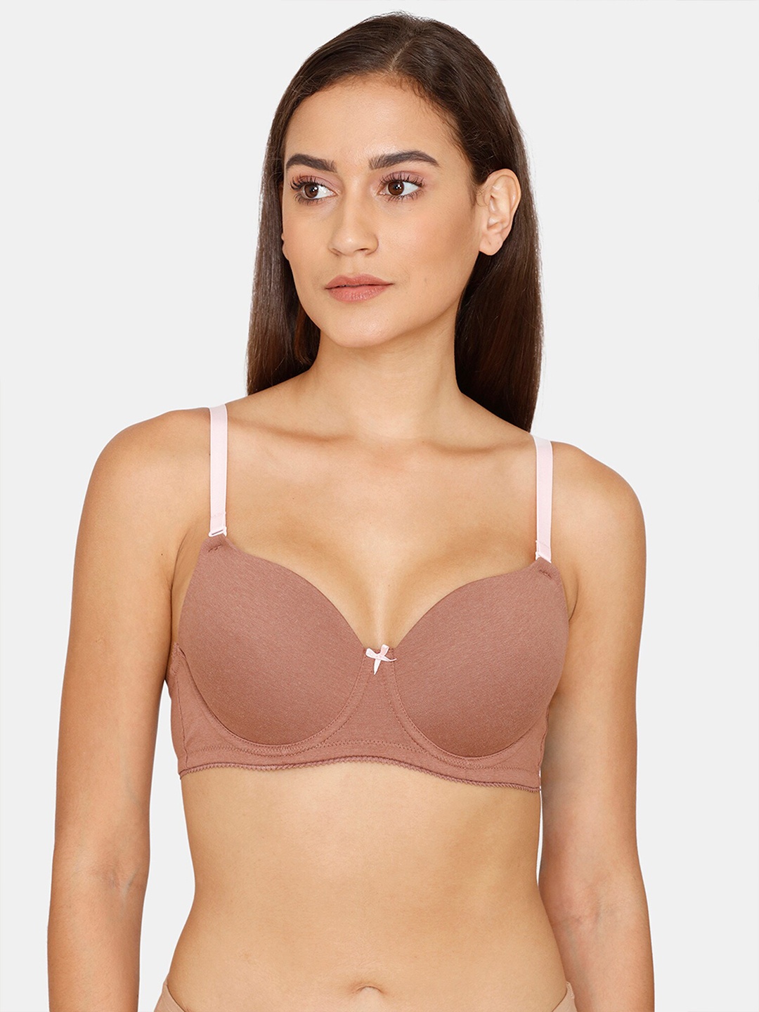 

Rosaline by Zivame Beige & Pink Bra Underwired Lightly Padded