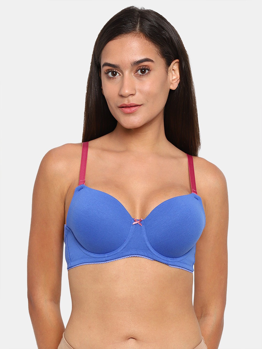 

Rosaline by Zivame Blue & Pink Underwired Lightly Padded Bra