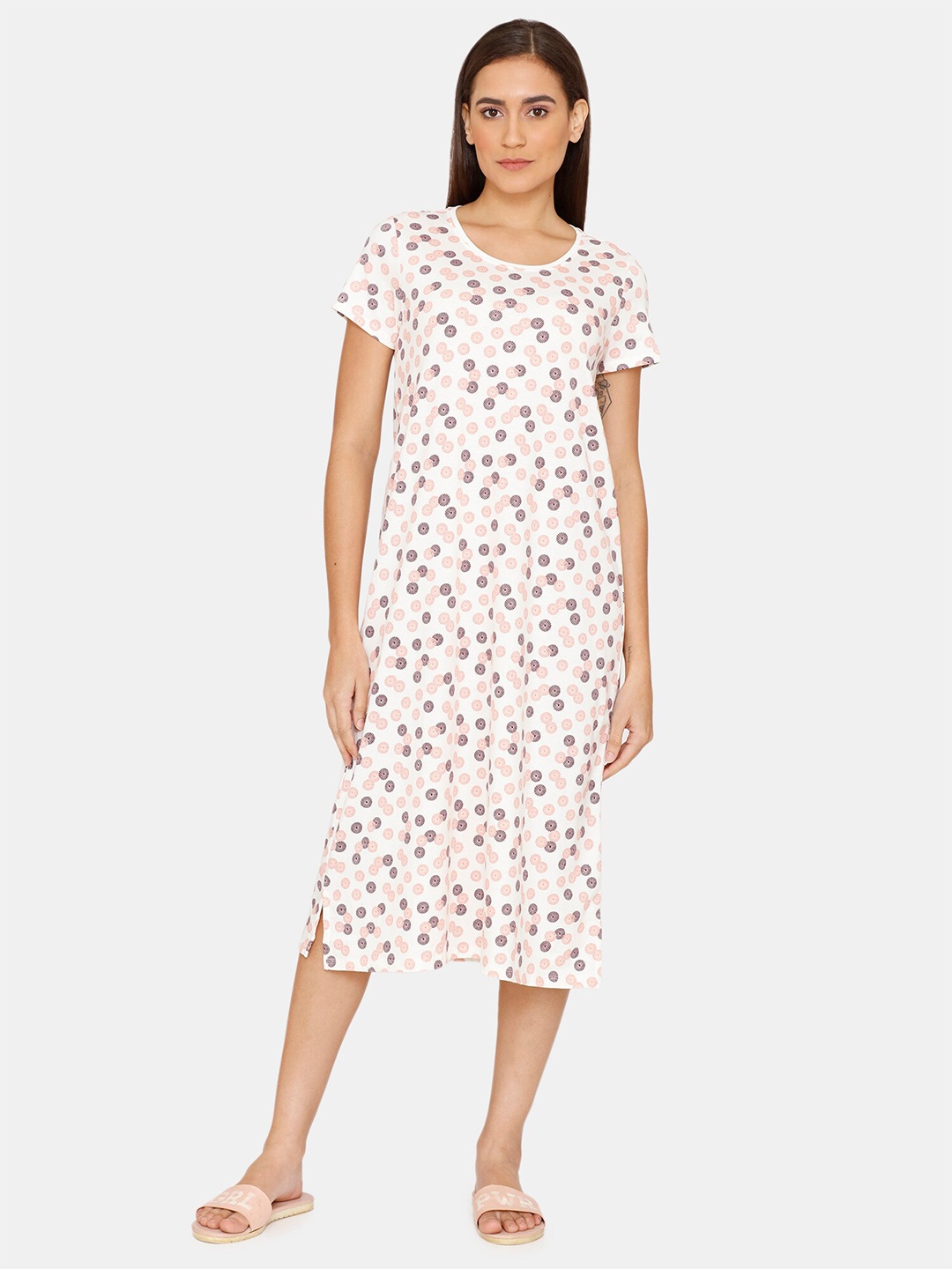 

Rosaline by Zivame White Printed Nightdress