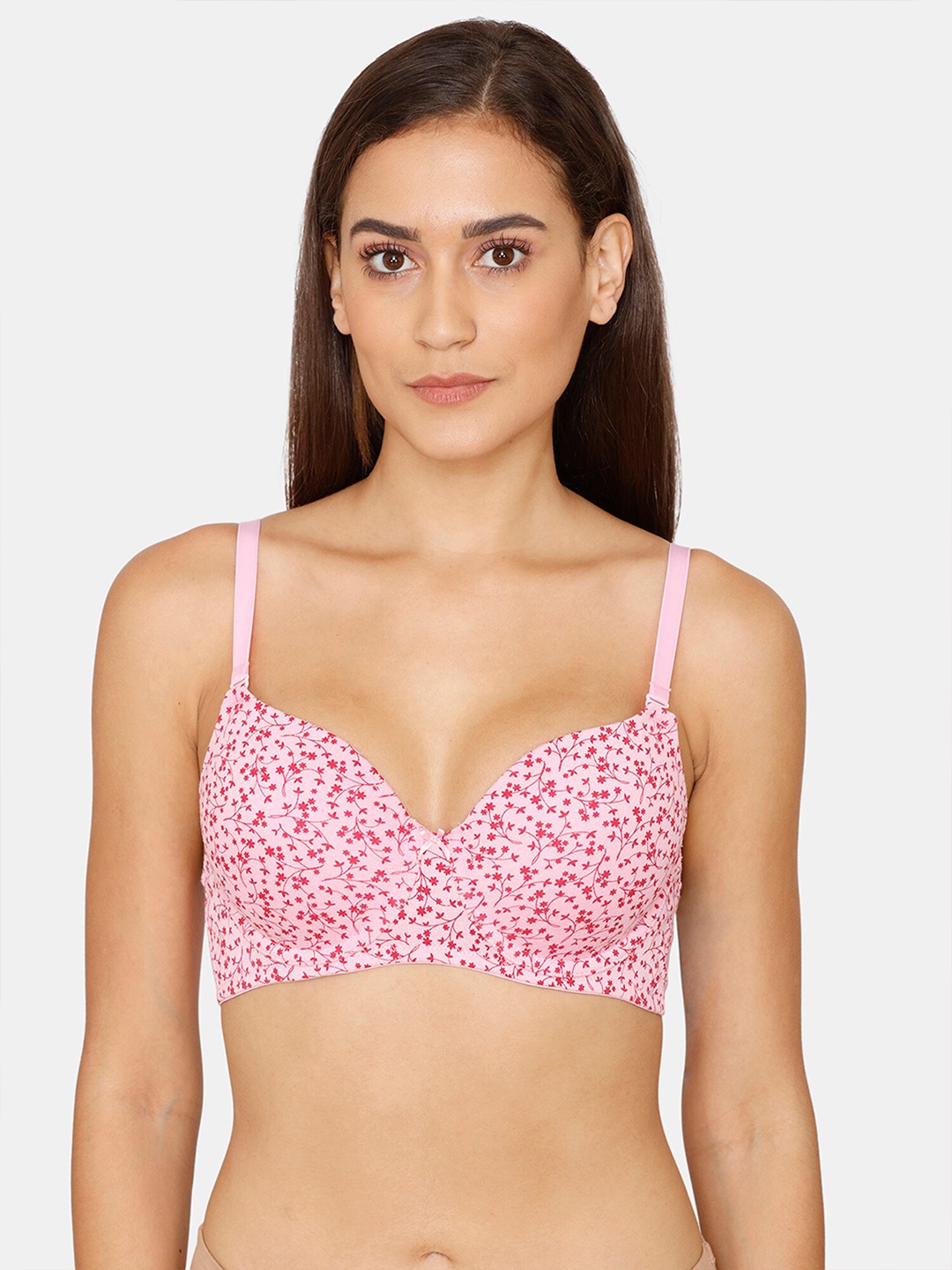 

Rosaline by Zivame Pink Floral Underwired Lightly Padded Bra