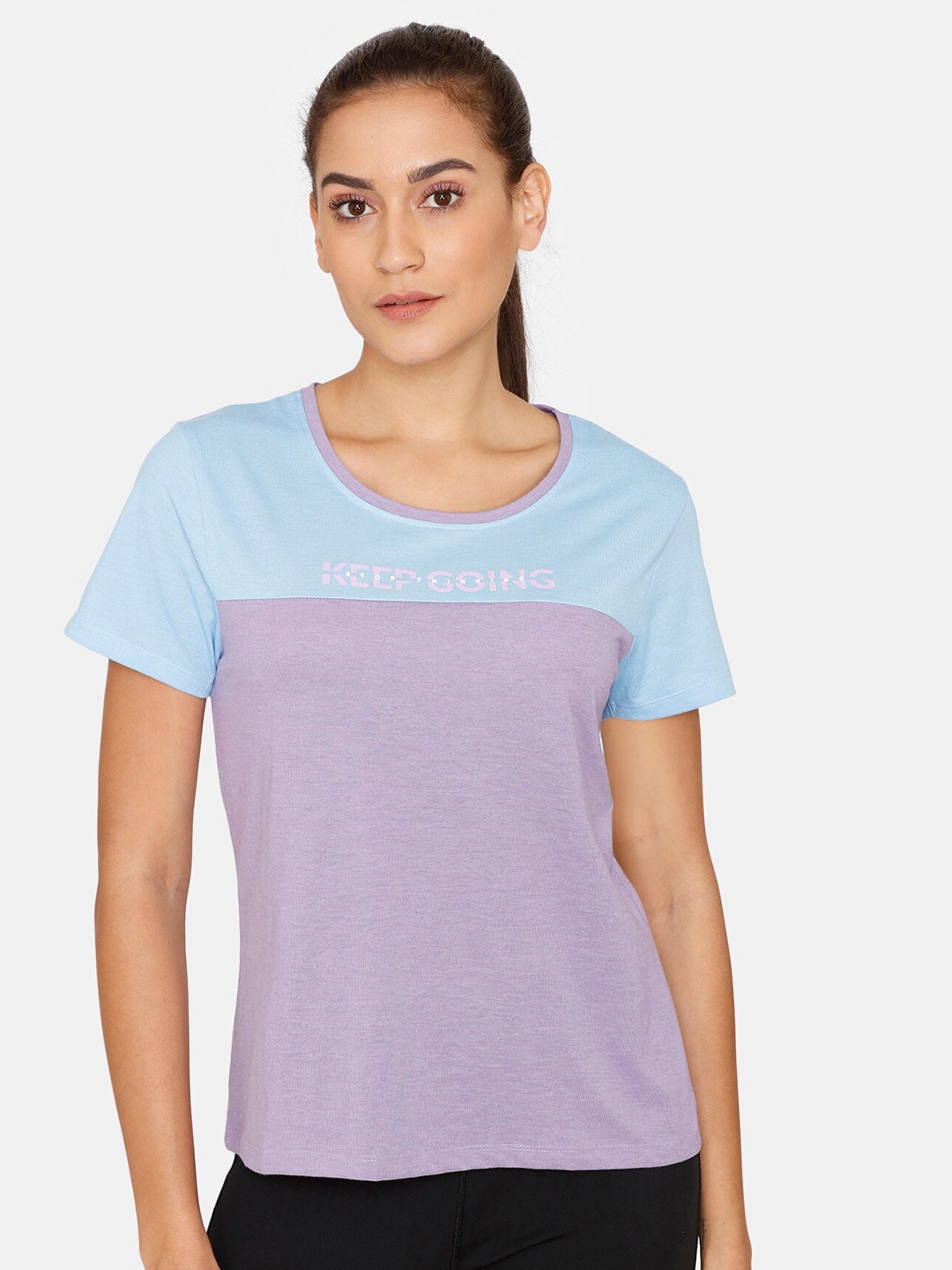 

Rosaline by Zivame Purple & Blue Colourblocked Top