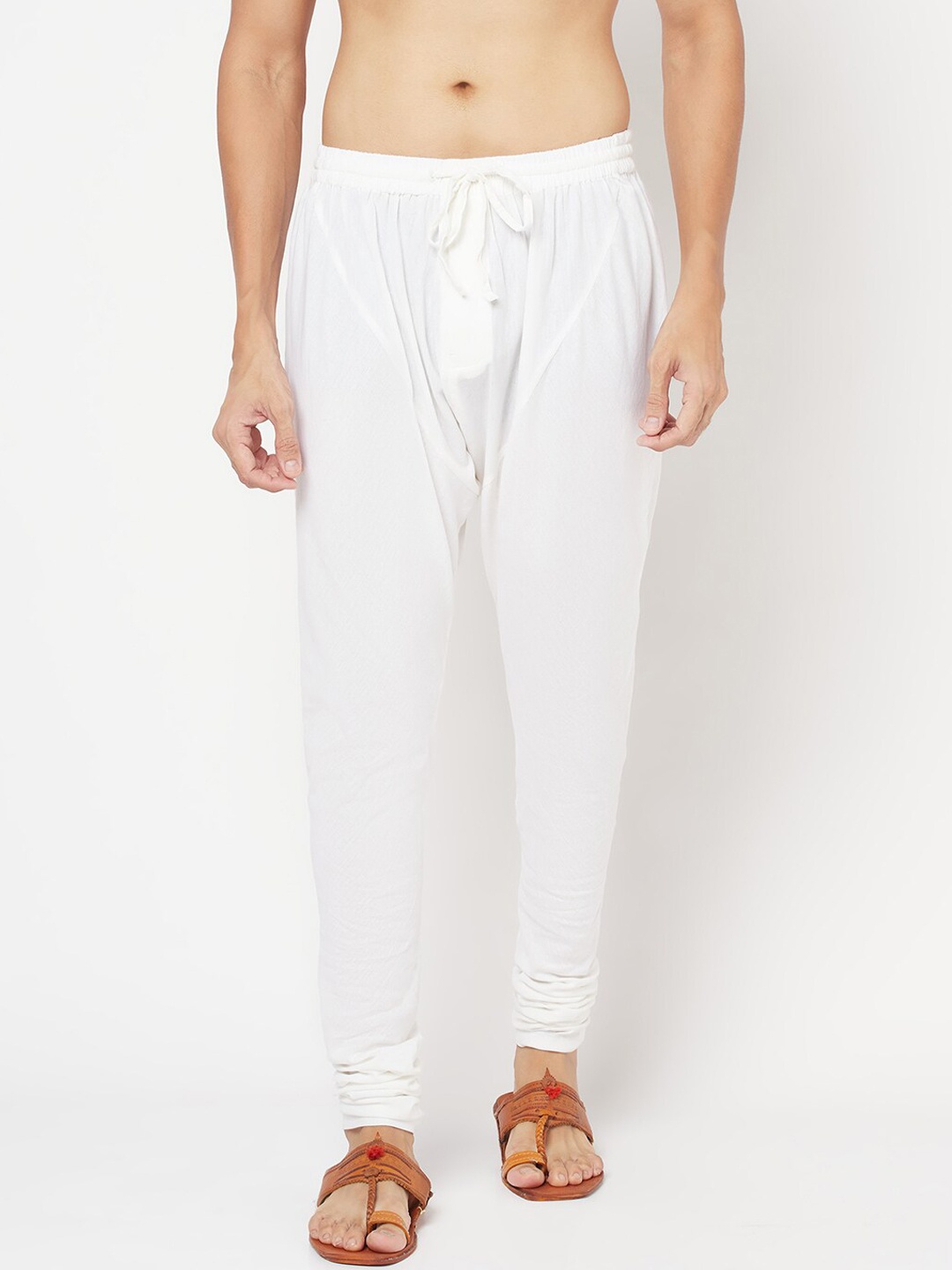 

Fabindia Men White Solid Straight-Fit Pure Cotton Churidar