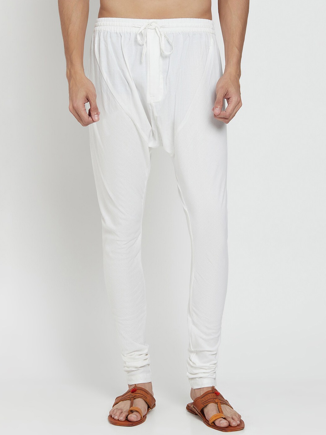 

Fabindia Men White Solid Cotton Churidar