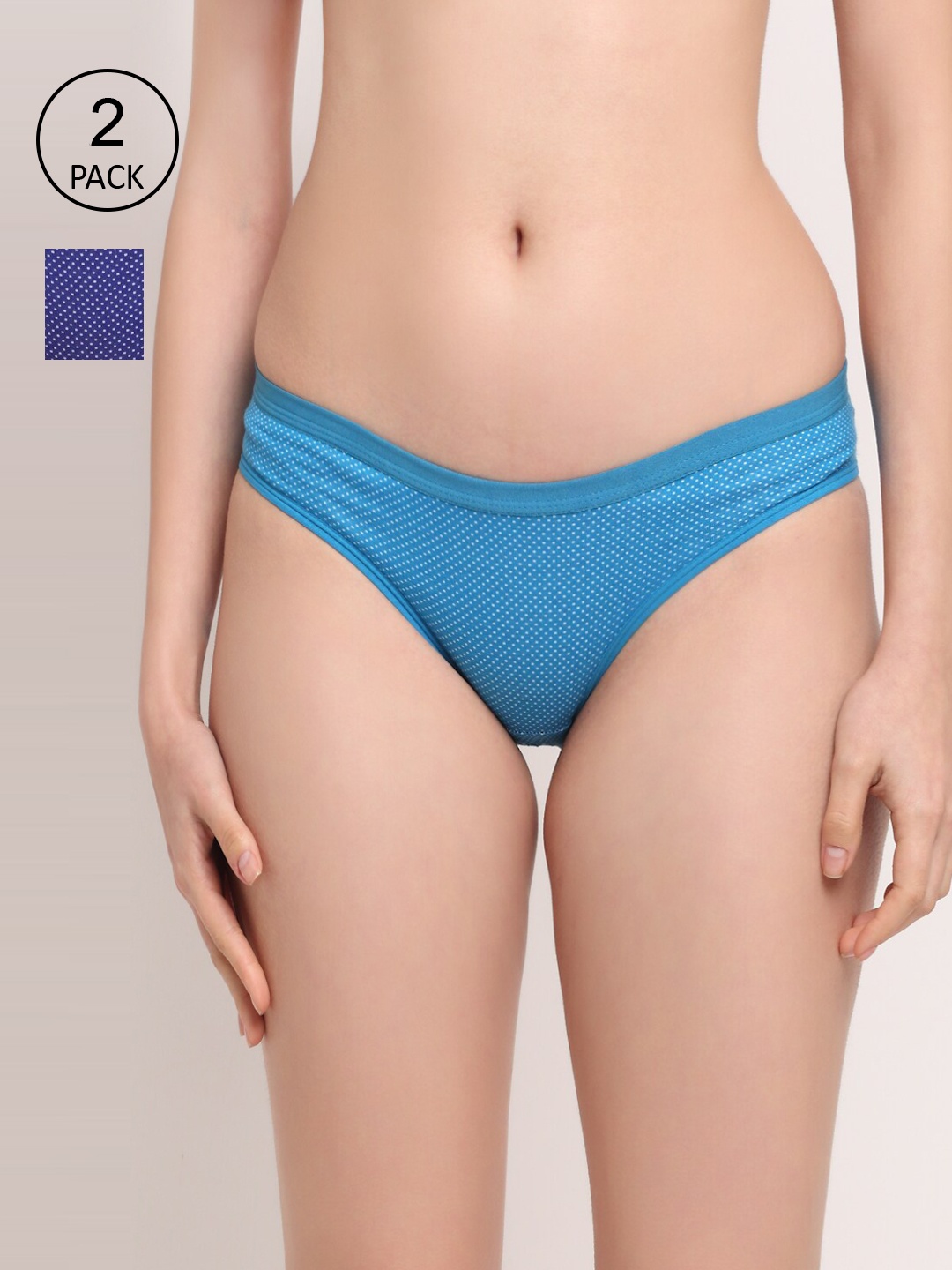 

Friskers Women Pack Of 2 Cotton Hipster Briefs, Turquoise blue