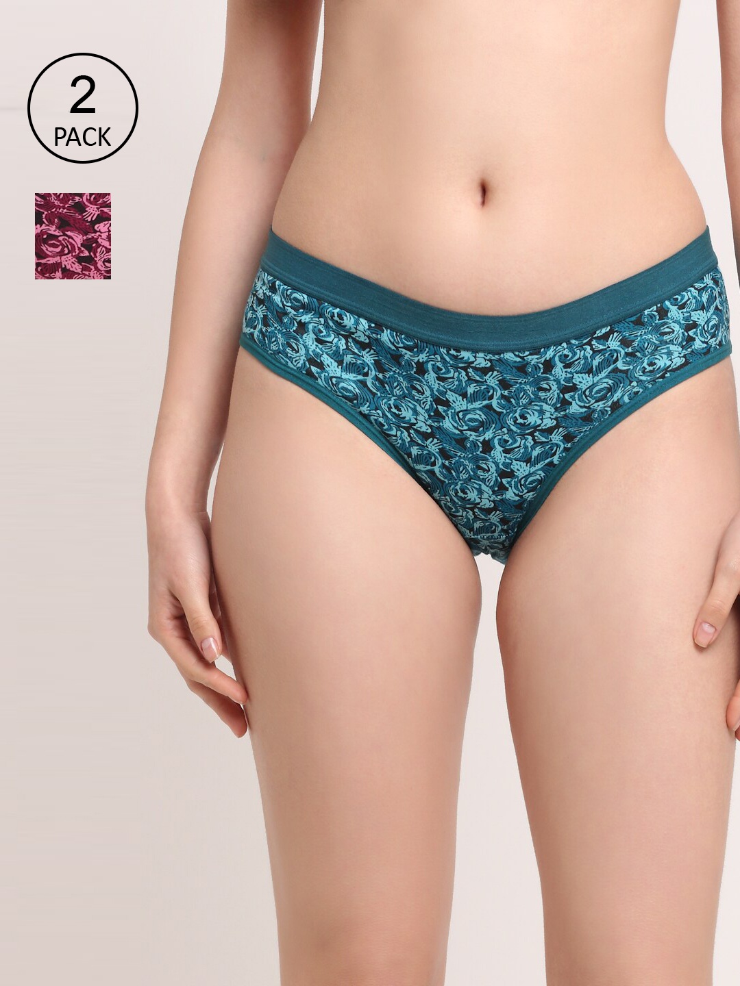 

Friskers Women Pack of 2 Printed Bikini Briefs O-322-38-20-S, Maroon
