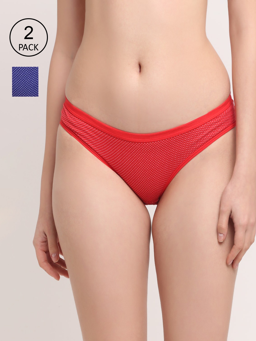 

Friskers Women Set of 2 Red & Blue Printed Hipster Briefs O-323-03-05-S