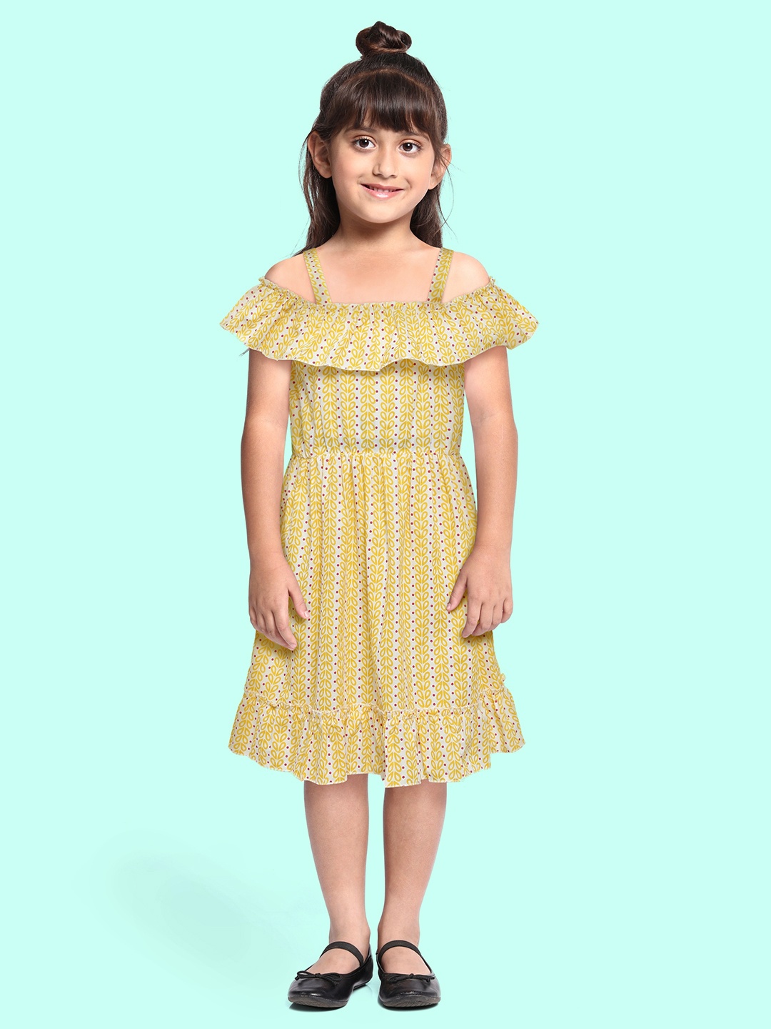 

Eimoie Yellow Pure Cotton Ethnic Motif Dress
