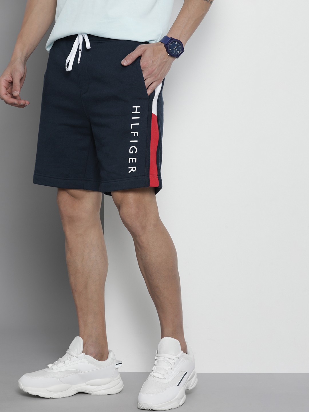 

Tommy Hilfiger Men Brand Logo Embroidered Print Shorts, Navy blue