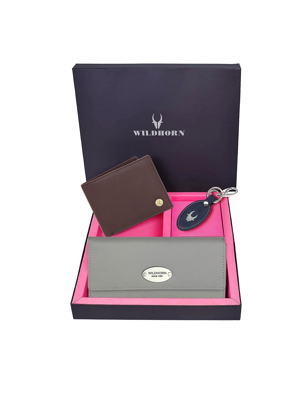 

WildHorn Unisex Grey & Brown Solid Premium Leather Accessory Gift Set