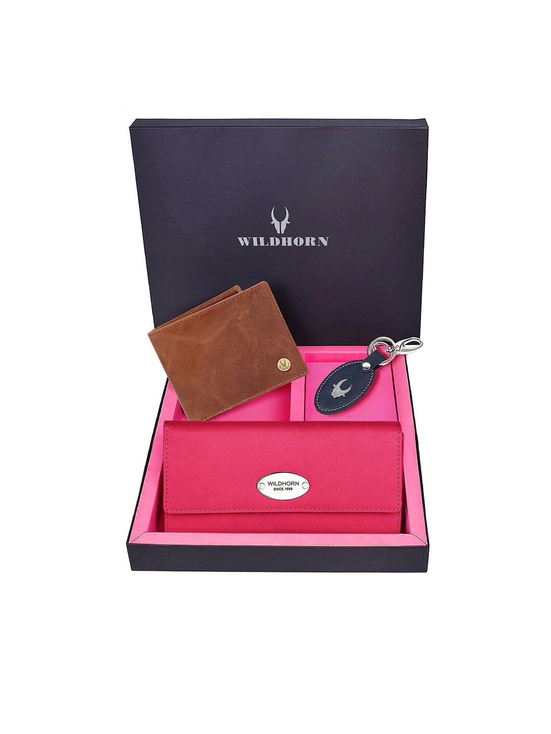 

WildHorn Unisex Brown & Pink Solid Premium Leather Accessory Gift Set