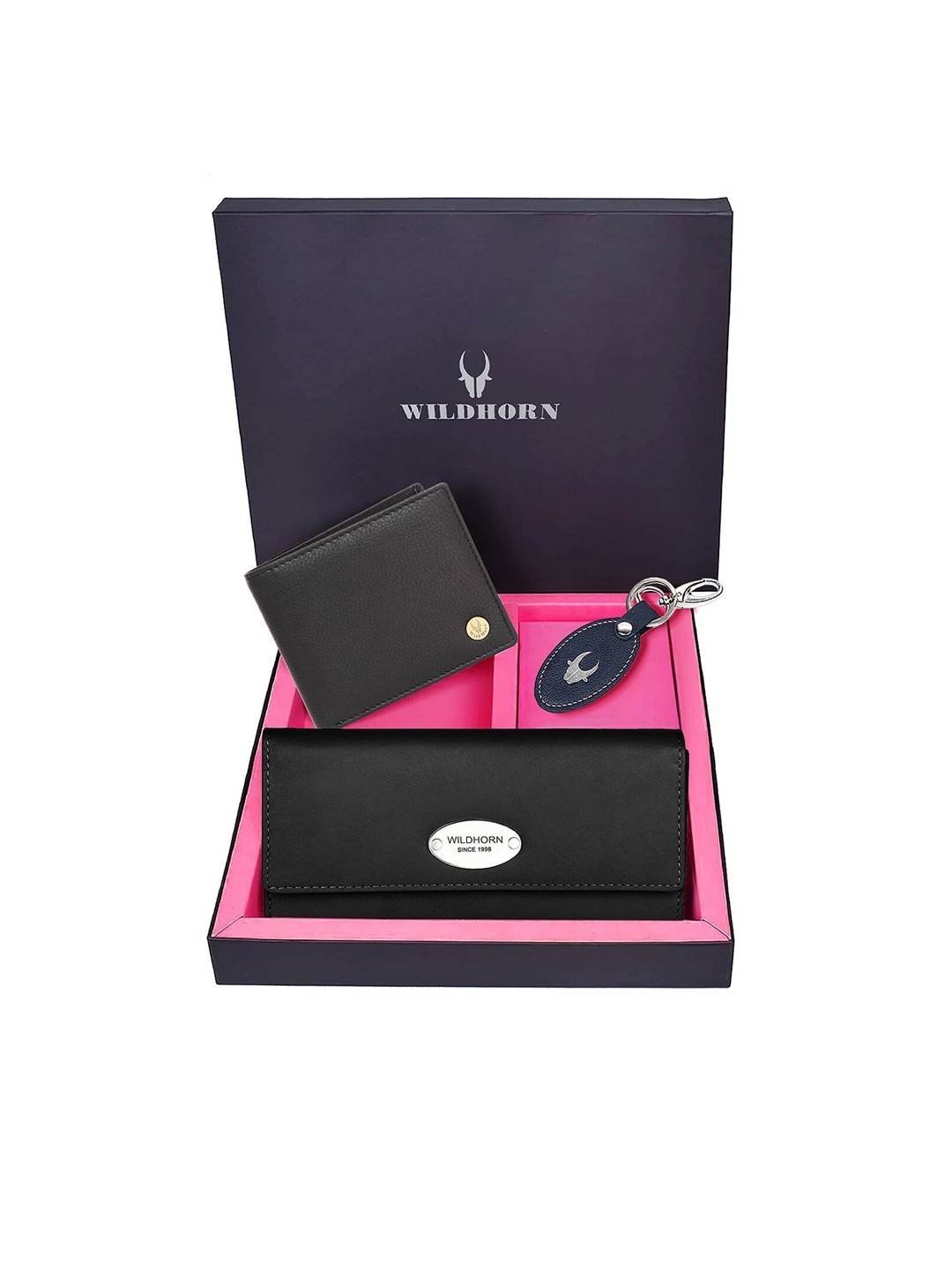 

WildHorn Unisex Black Solid Leather Accessory Gift Set