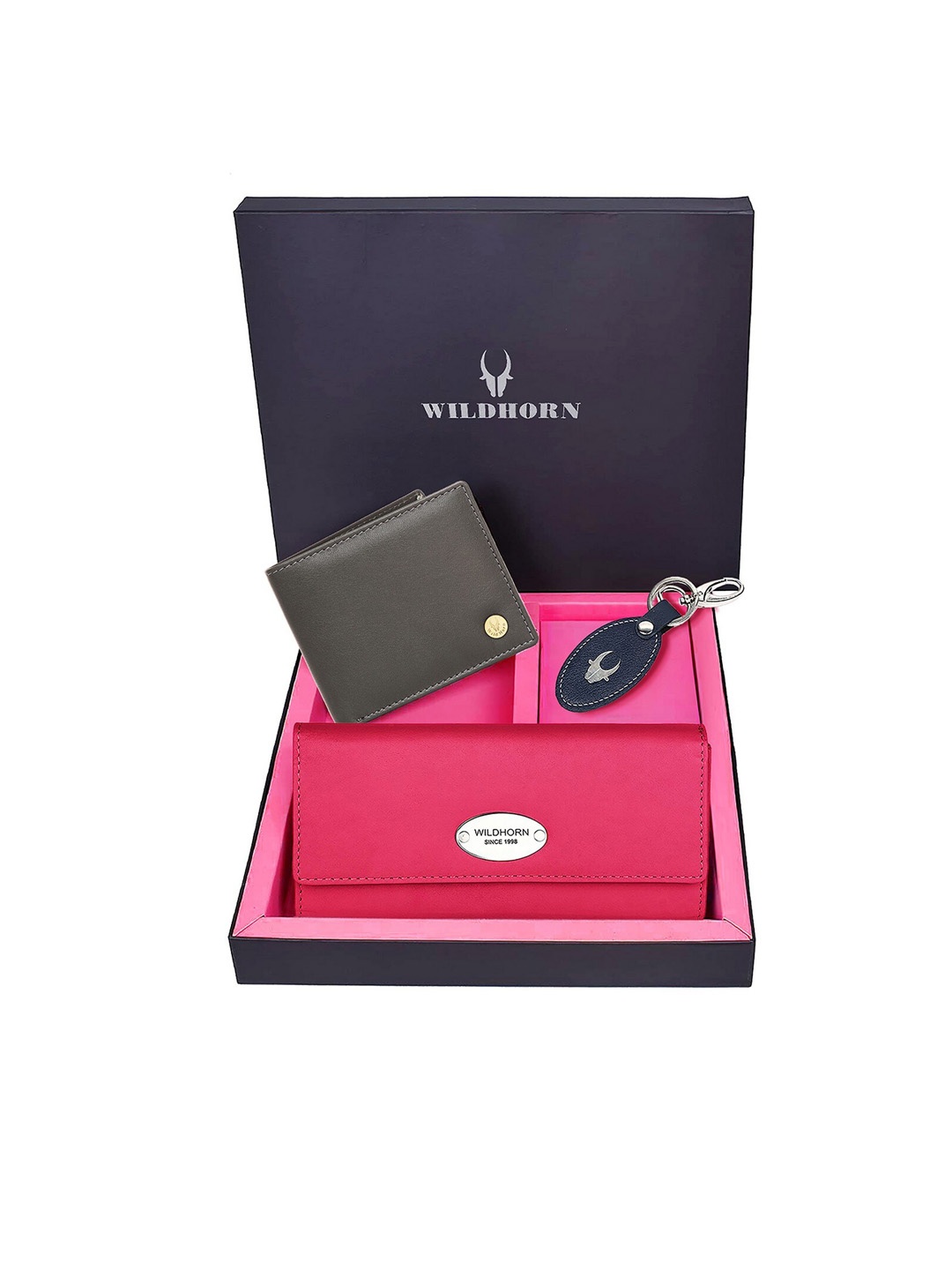 

WildHorn Unisex Pink & Green Solid Premium Leather Accessory Gift Set