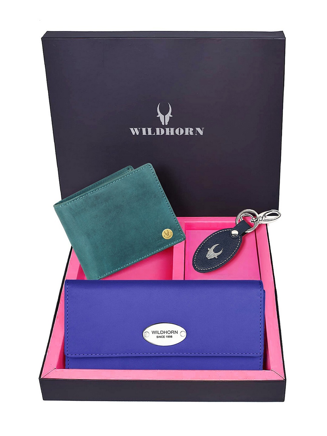 

WildHorn Unisex Blue Solid Leather Accessory Gift Set