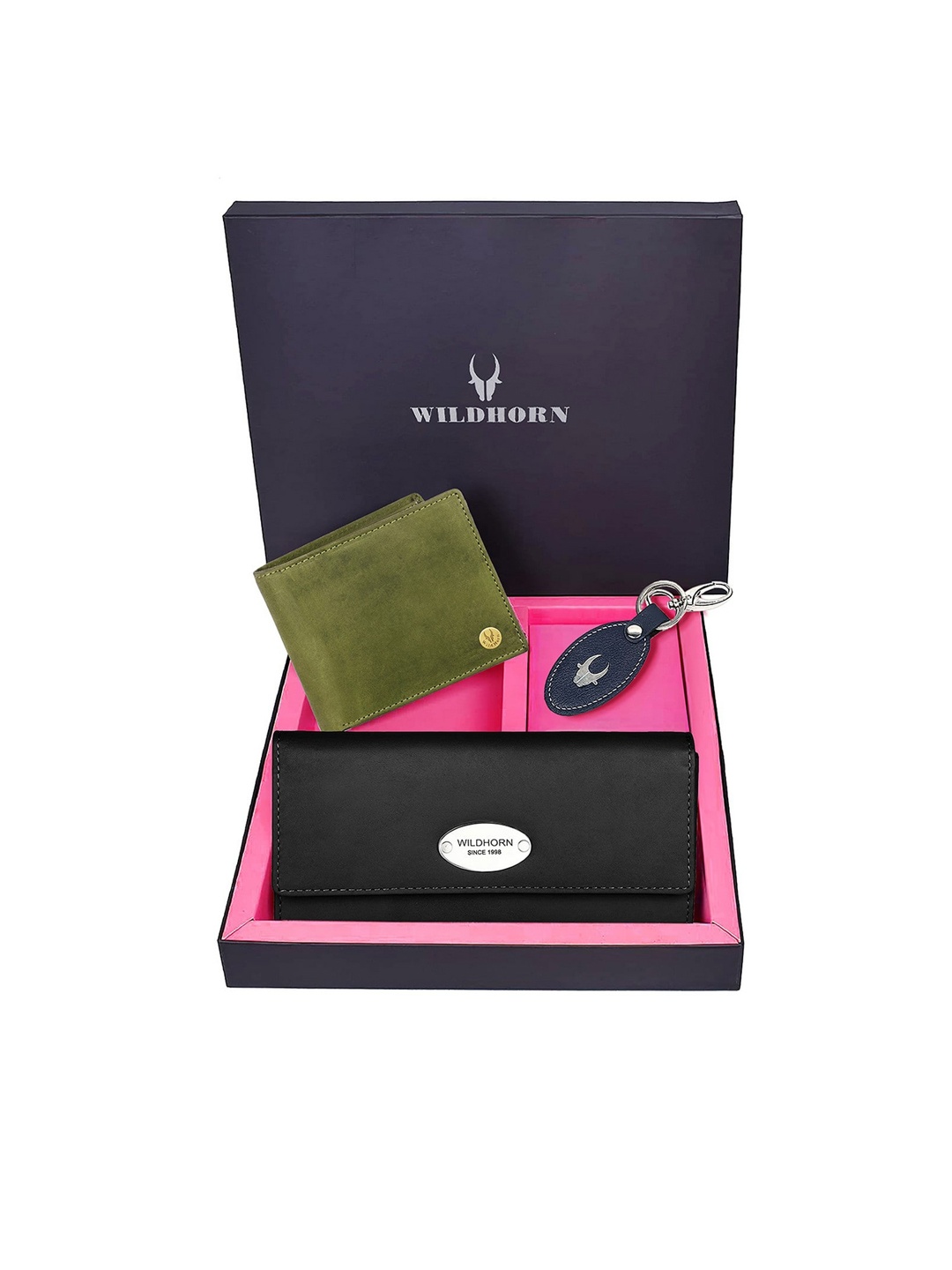

WildHorn Unisex Green & Black Solid Leather Accessory Gift Set