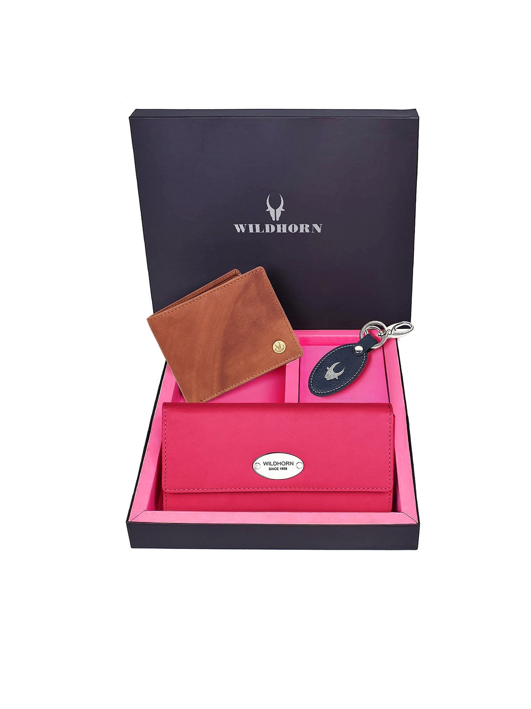 

WildHorn Brown And Pink Leather Accessory Gift Set, Bronze