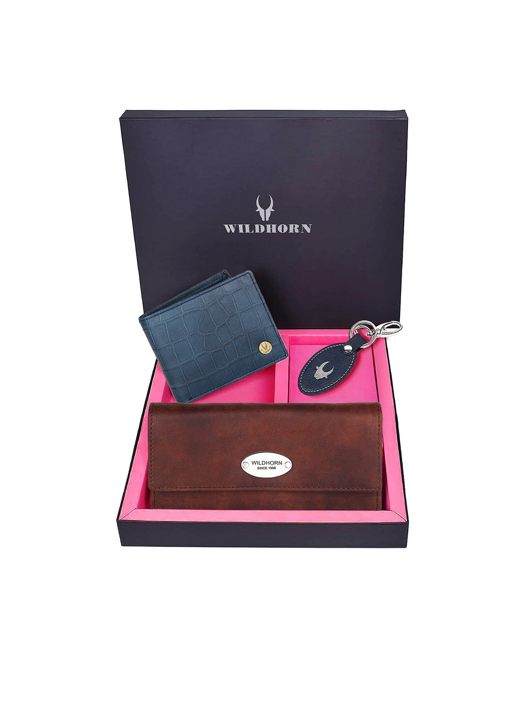 

WildHorn Unisex Blue & Brown Solid Leather Accessory Gift Set