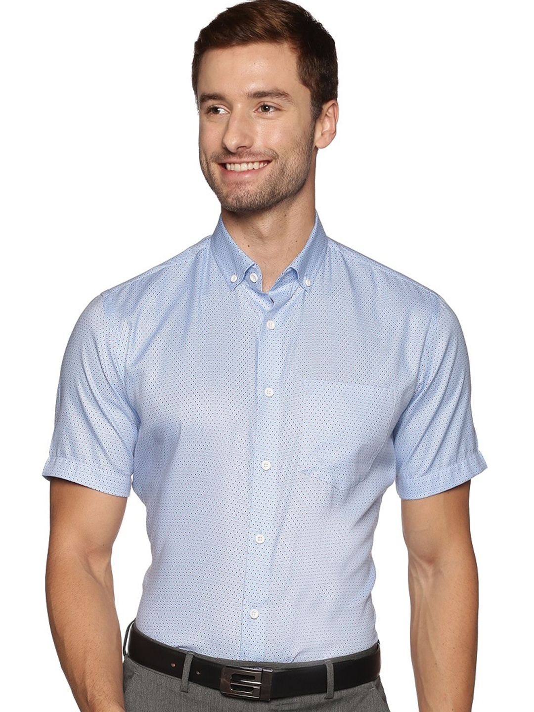 

DON VINO Men Blue & Maroon Relaxed Printed Cotton Formal Shirt