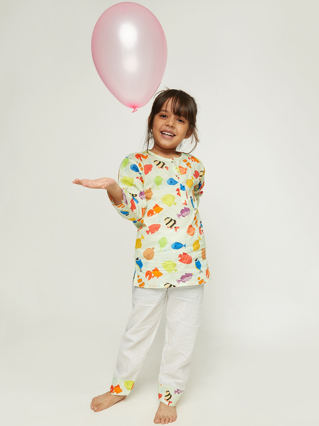 

frangipani Kids Multi Color Graphic Printed Pure Cotton Night suits