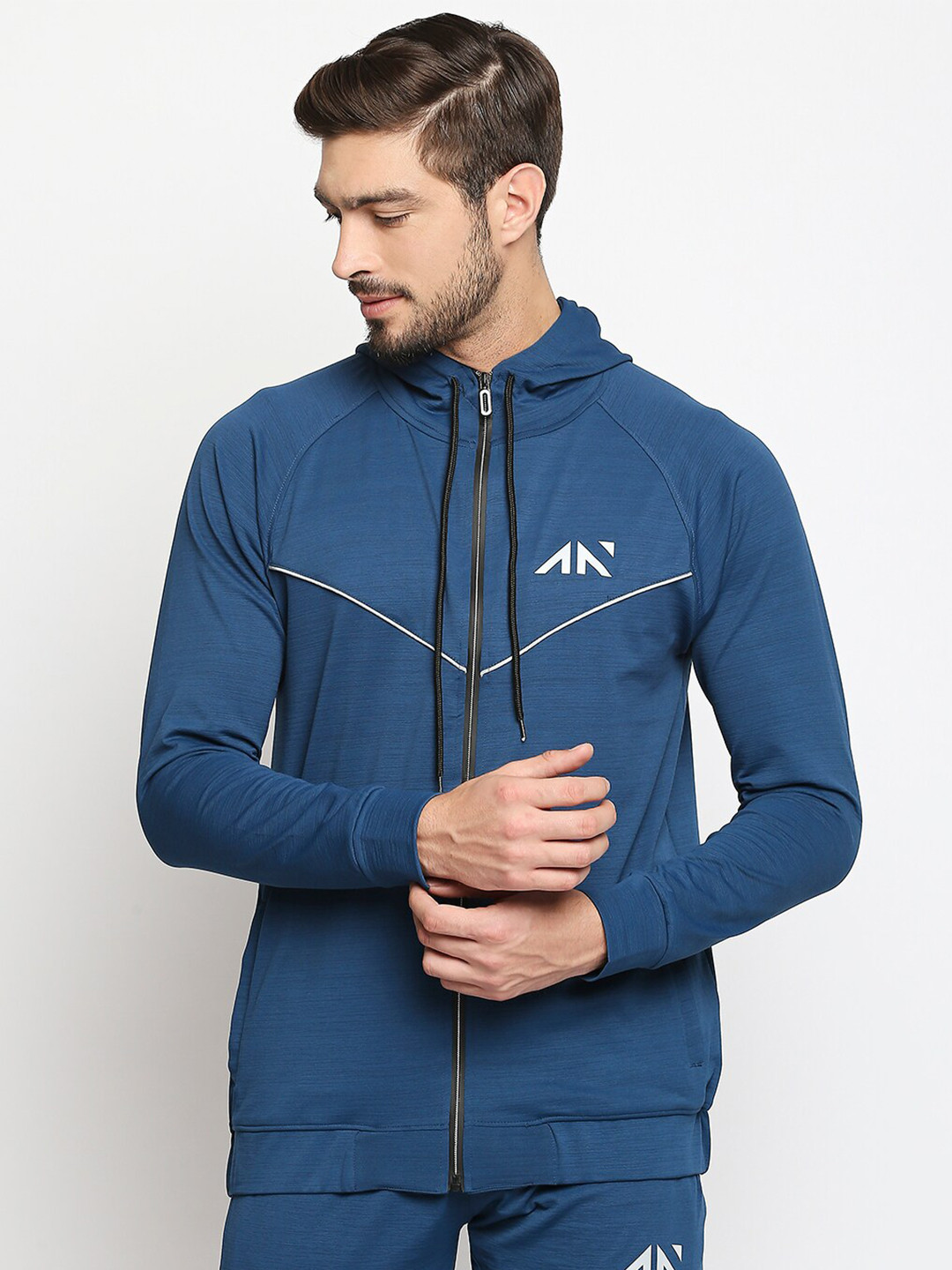 

AESTHETIC NATION Men Blue Hooded Sweatshirt