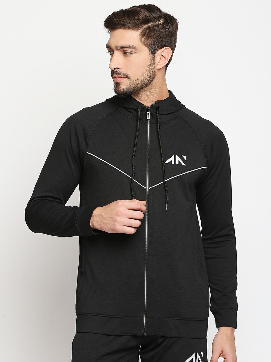 

AESTHETIC NATION Men Black Hooded Sweatshirt