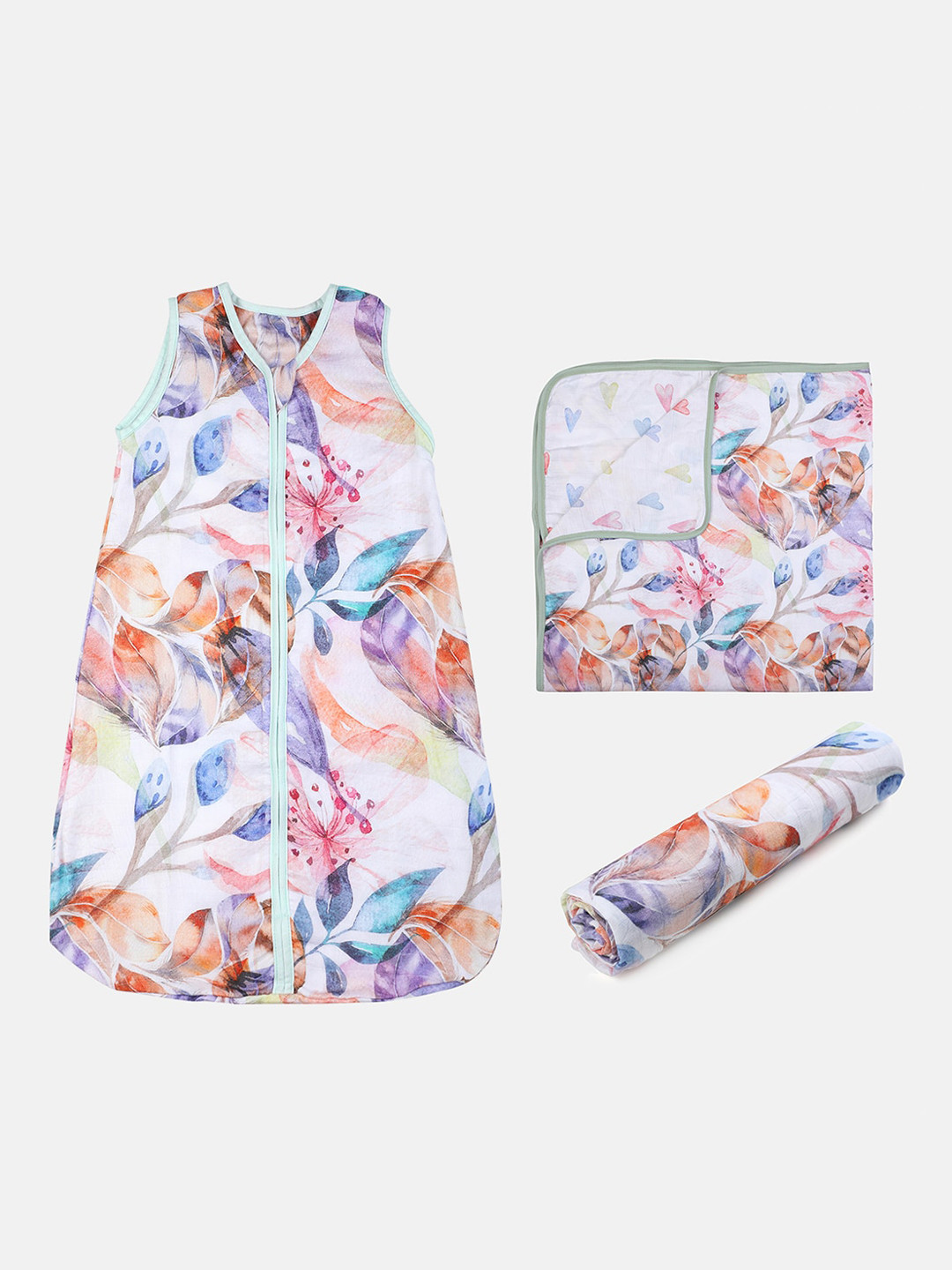 

Softsens Pink & Blue Floral Printed Baby Apparel Gift Set
