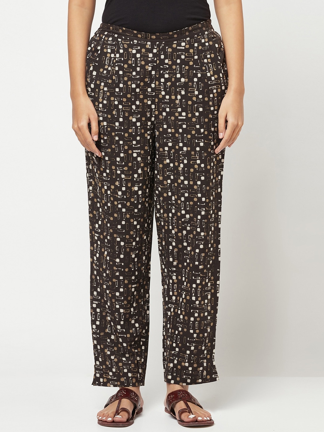 

Fabindia Women Black Printed Cotton Trousers