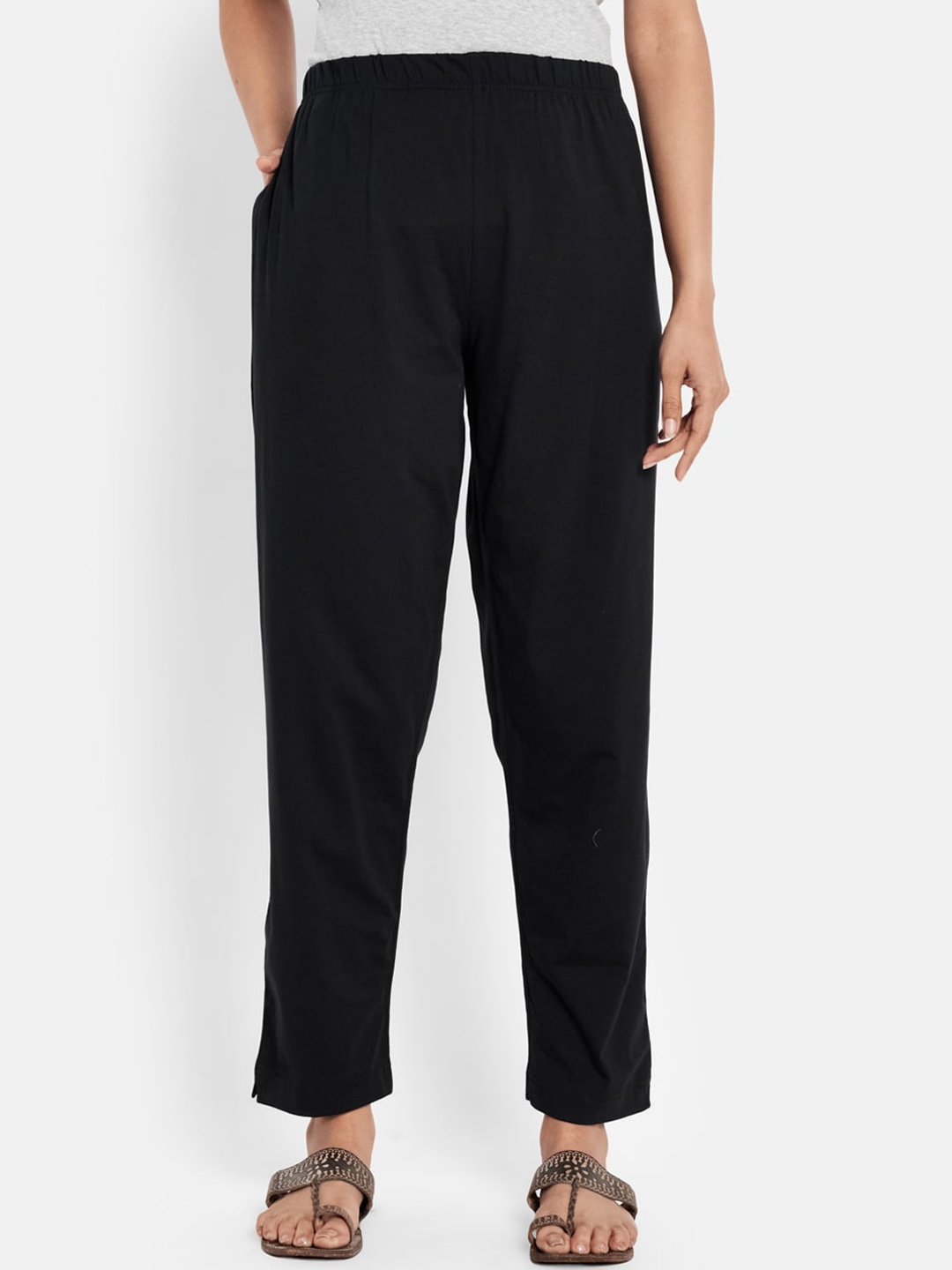 

Fabindia Women Black Regular Fit Solid Cotton Trousers