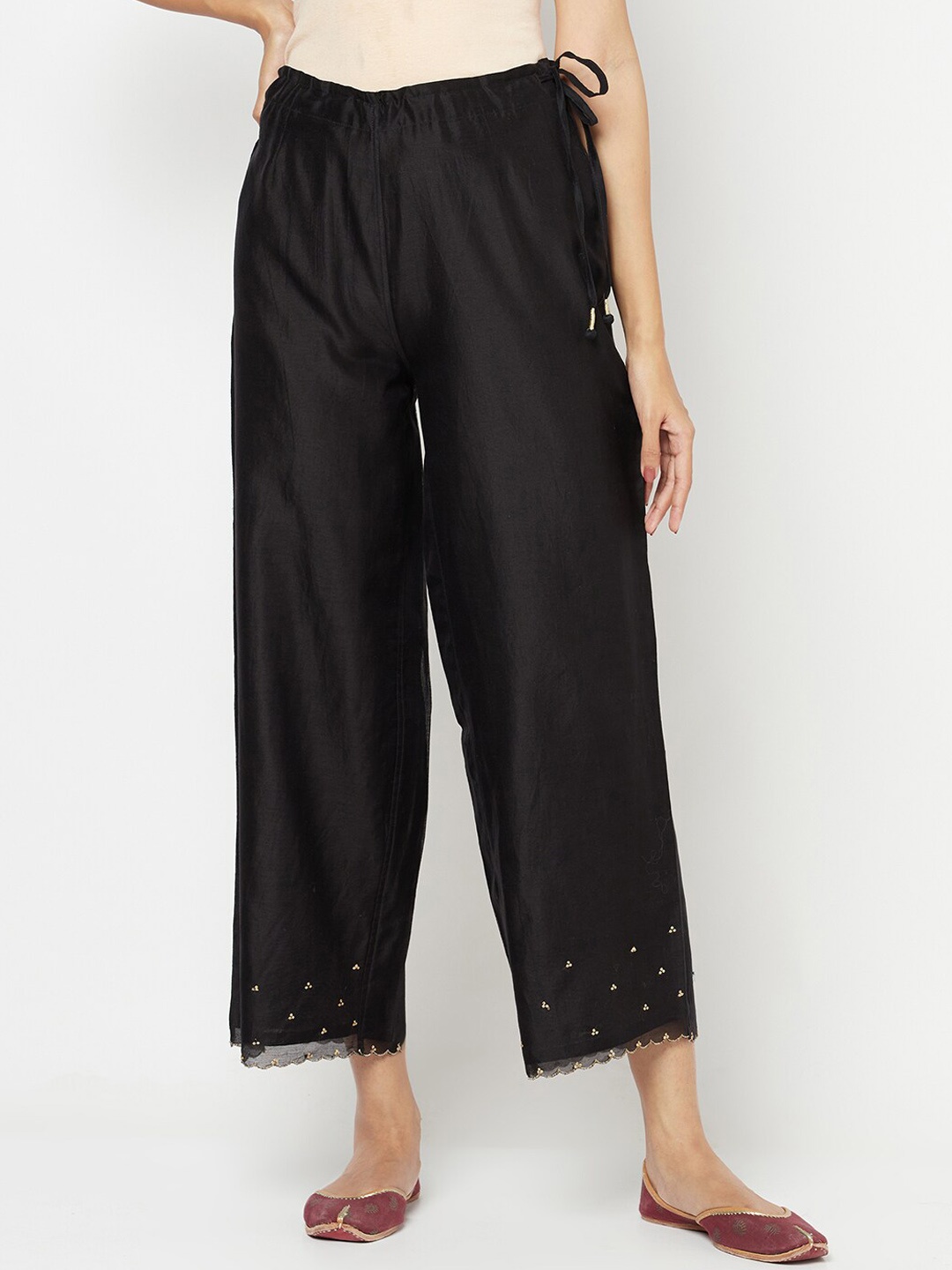 

Fabindia Women Black Regular Fit Cotton Trousers