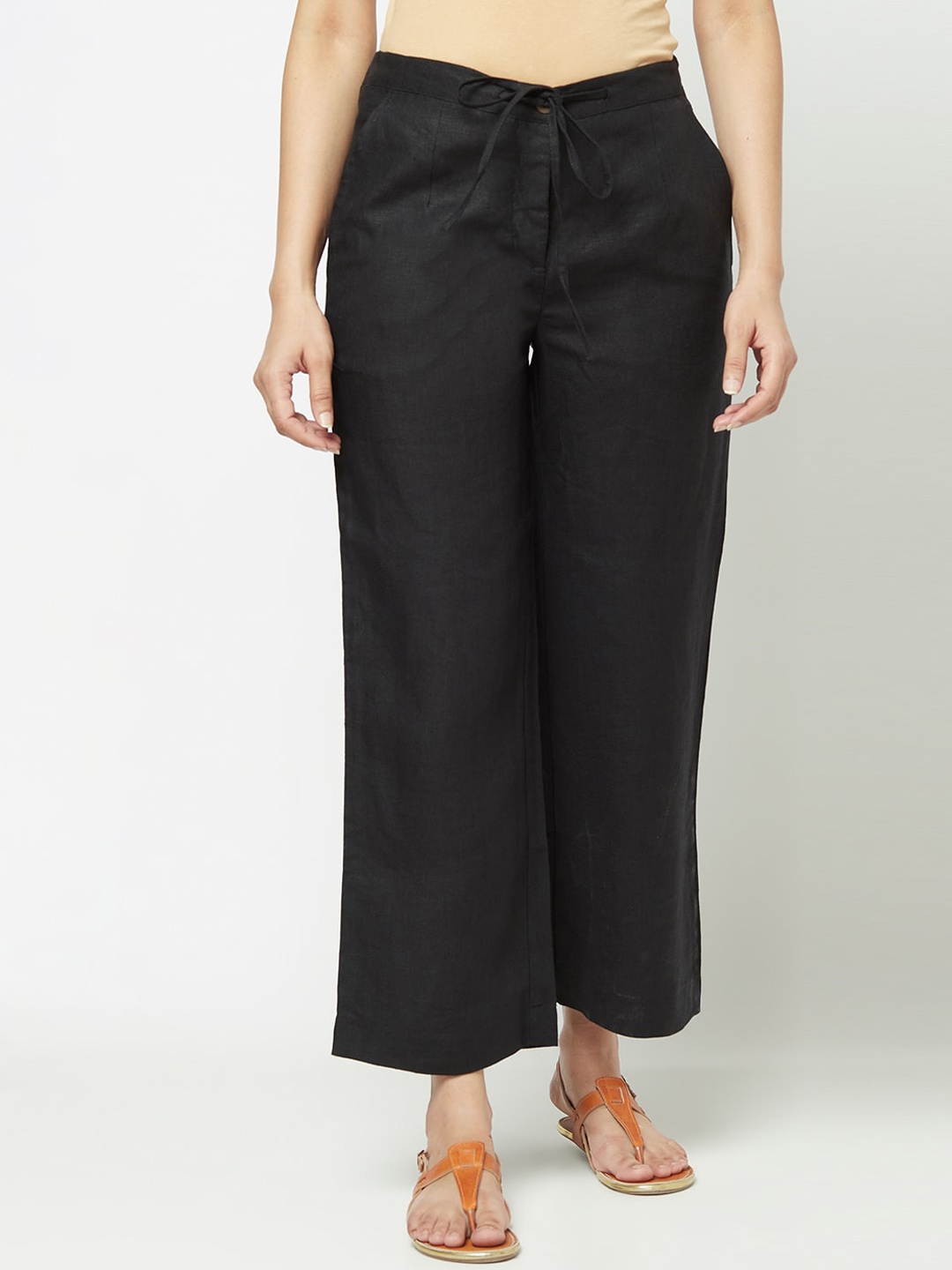 

Fabindia Women Black Flared Trousers