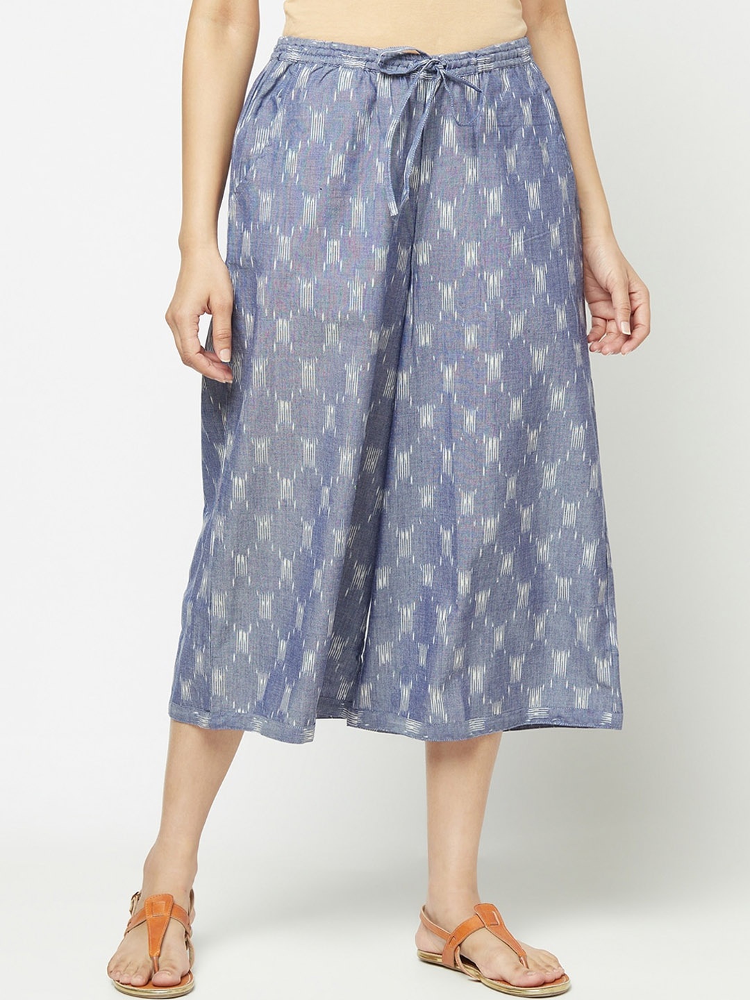 

Fabindia Women Blue Regular Fit Ethnic Motifs Cotton Culottes Trousers