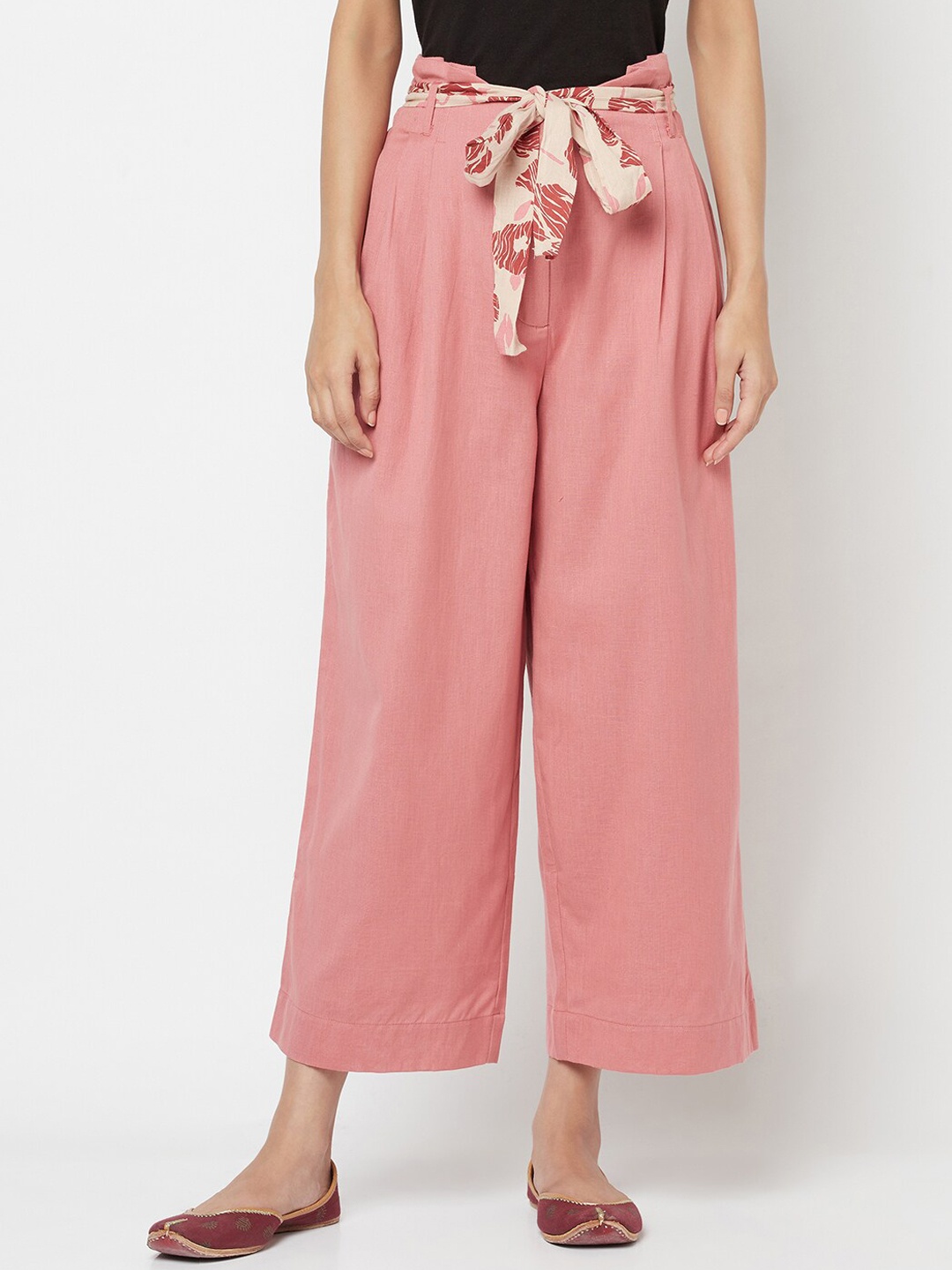 

Fabindia Women Pink Pleated Trousers