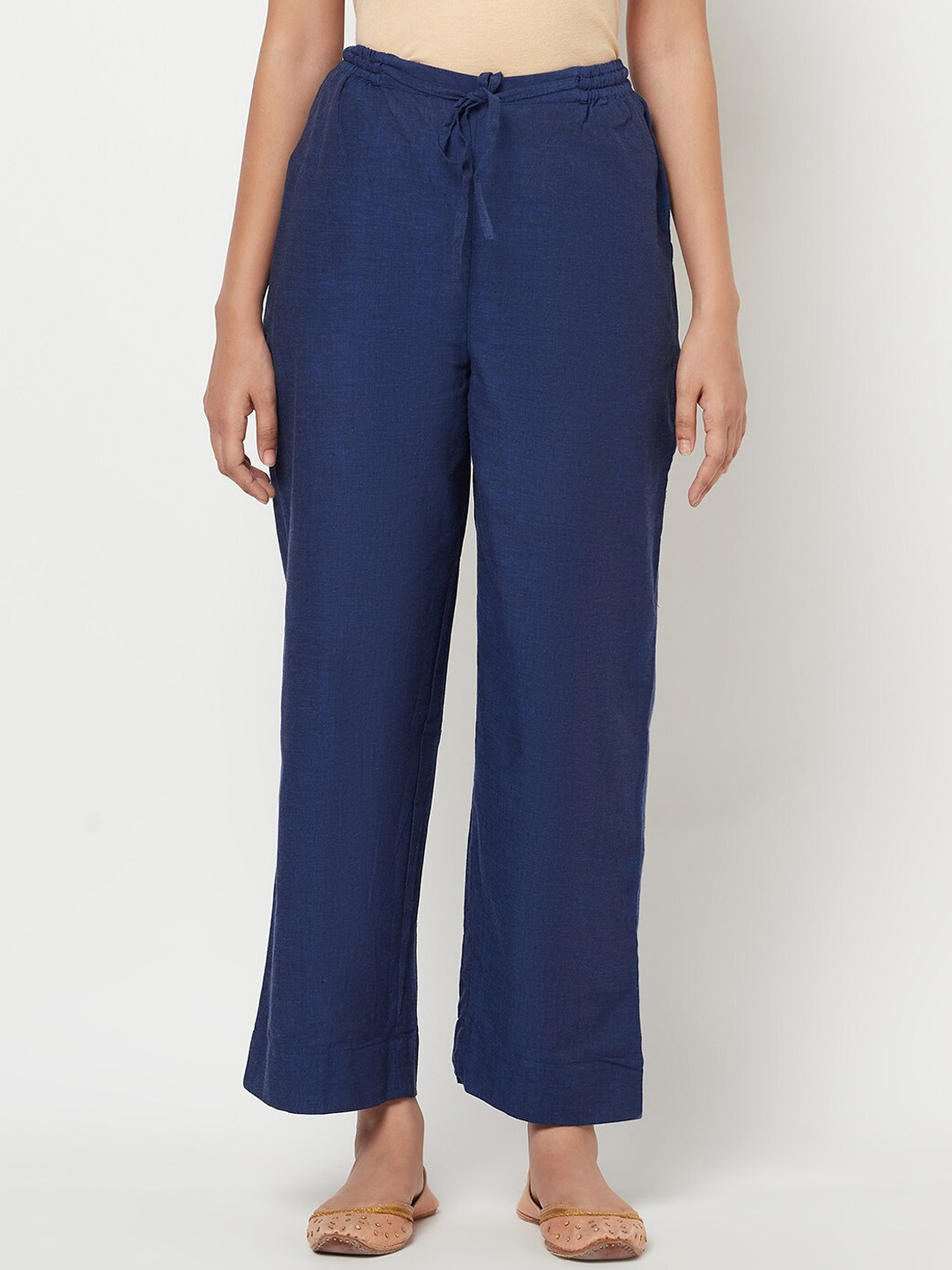 

Fabindia Women Navy Blue Solid Trousers
