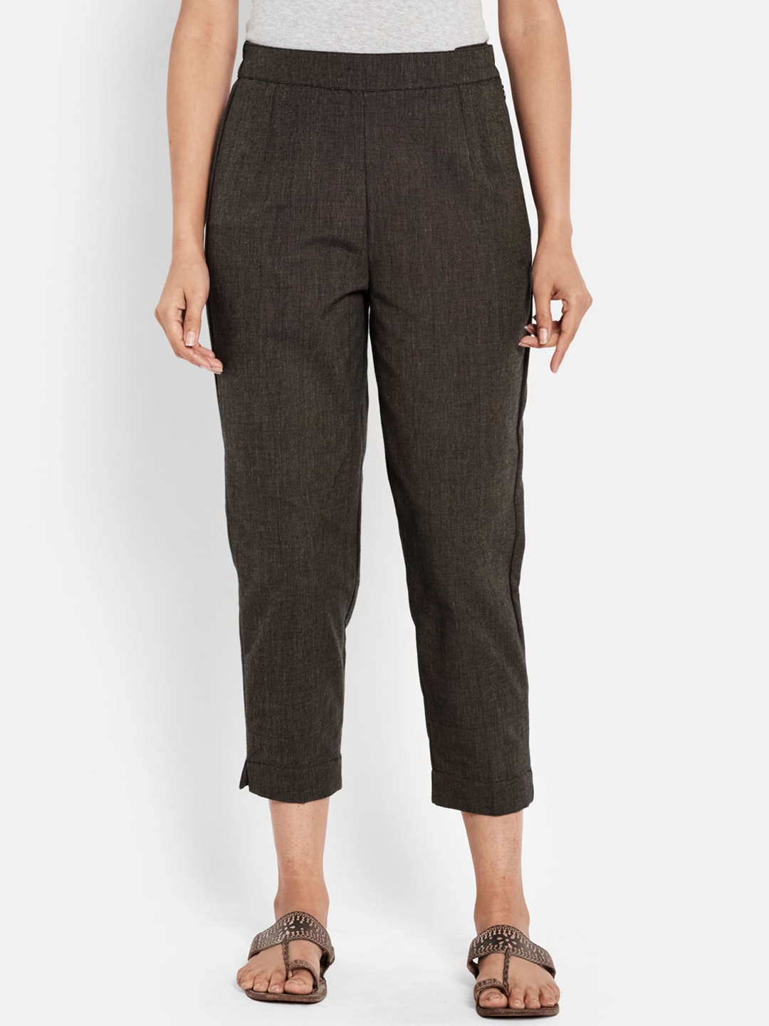 

Fabindia Women Grey Slim Fit Peg Trousers