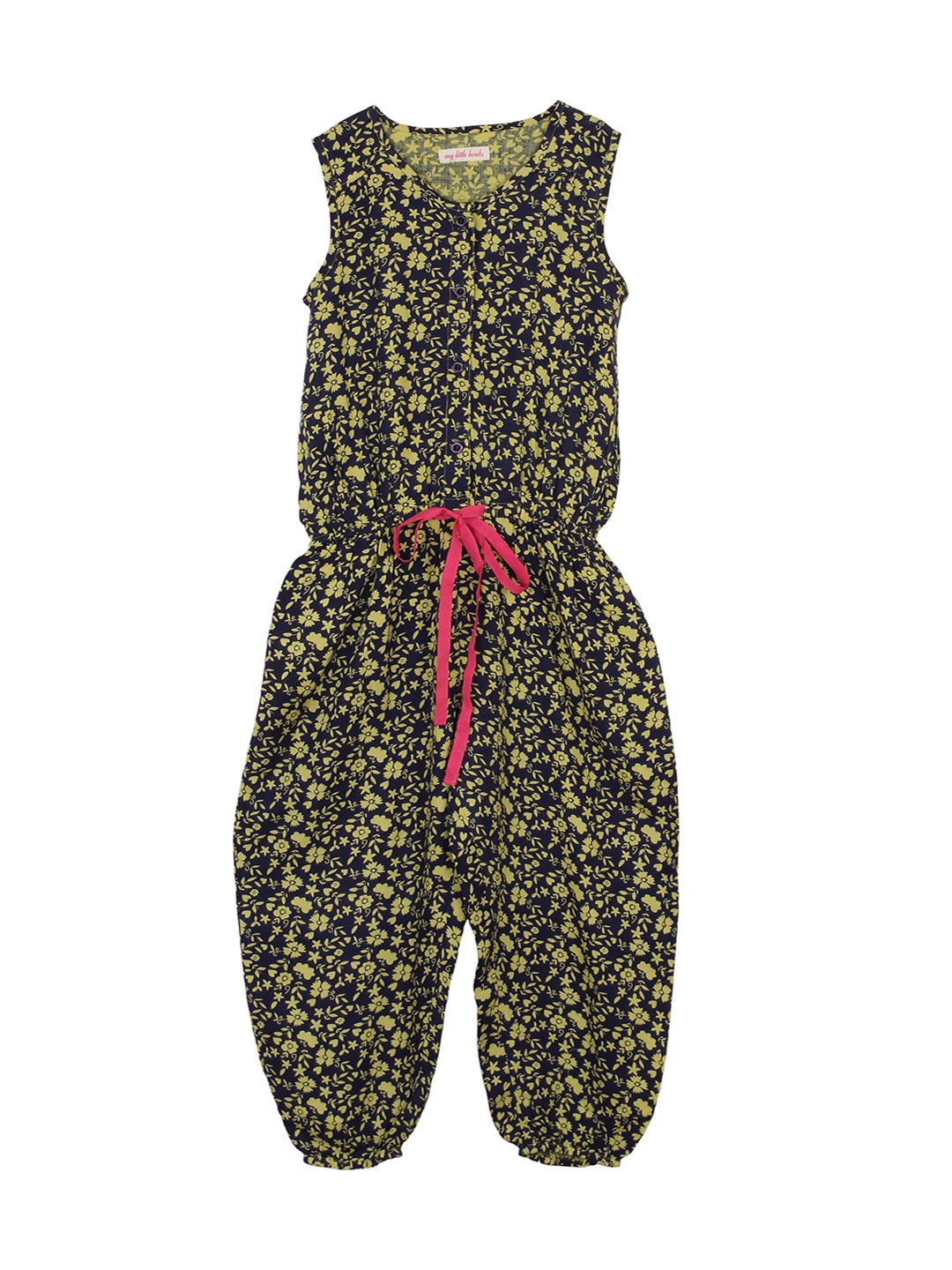 

My Little Lambs Girls Navy Printed Jumpsuit, Navy blue