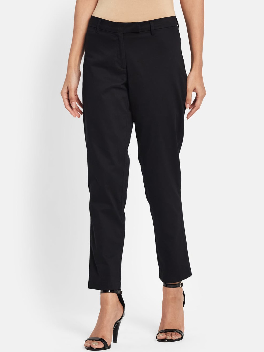 

Fabindia Women Black Slim Fit Trousers