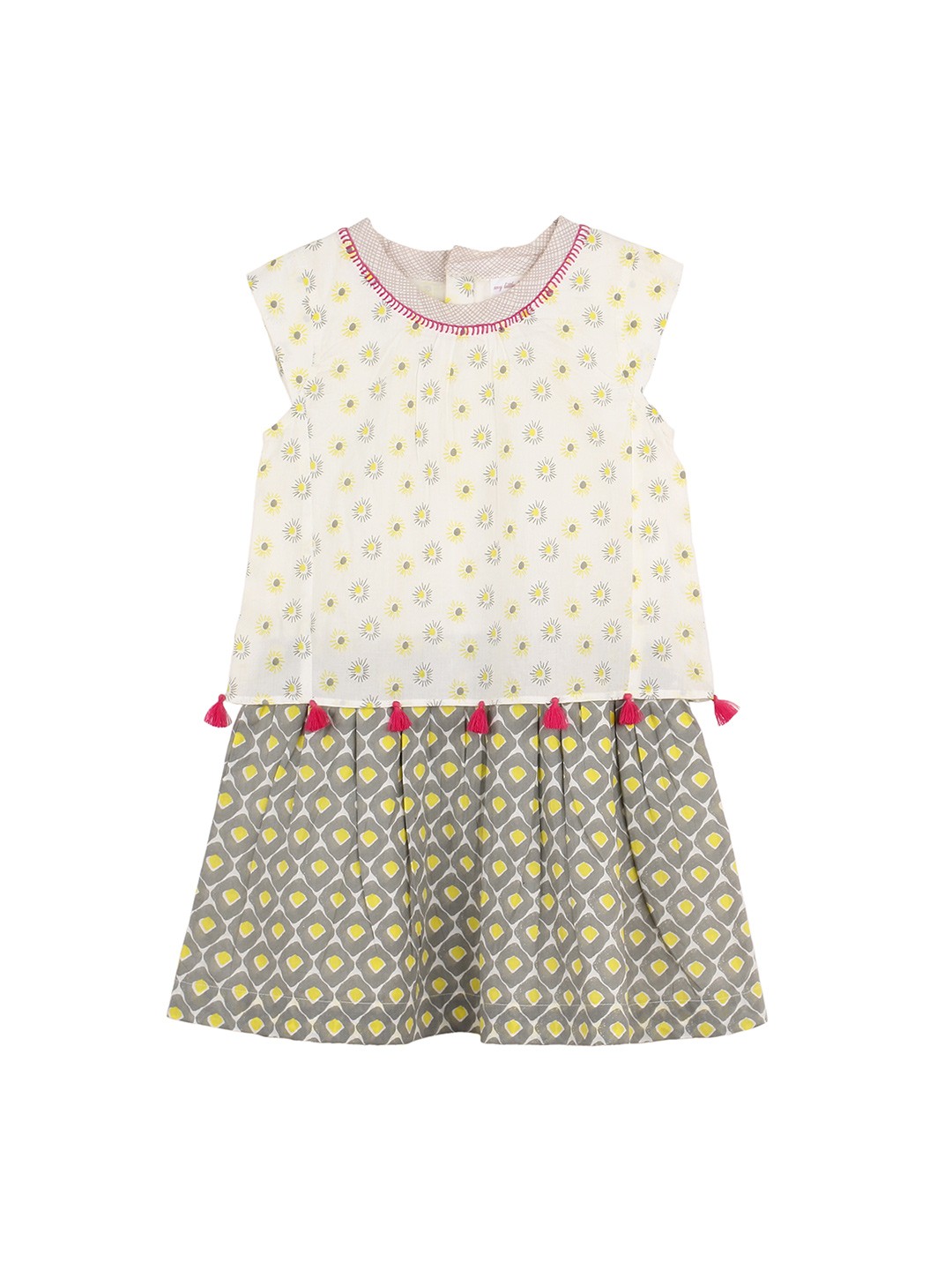 

My Little Lambs Girls Off-white Printed A-Line Dress