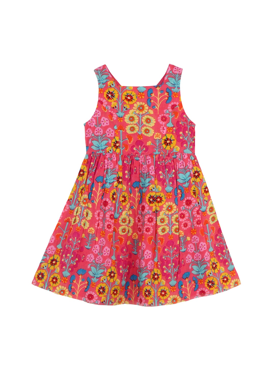 

My Little Lambs Girls Pink Floral Print A-Line Dress