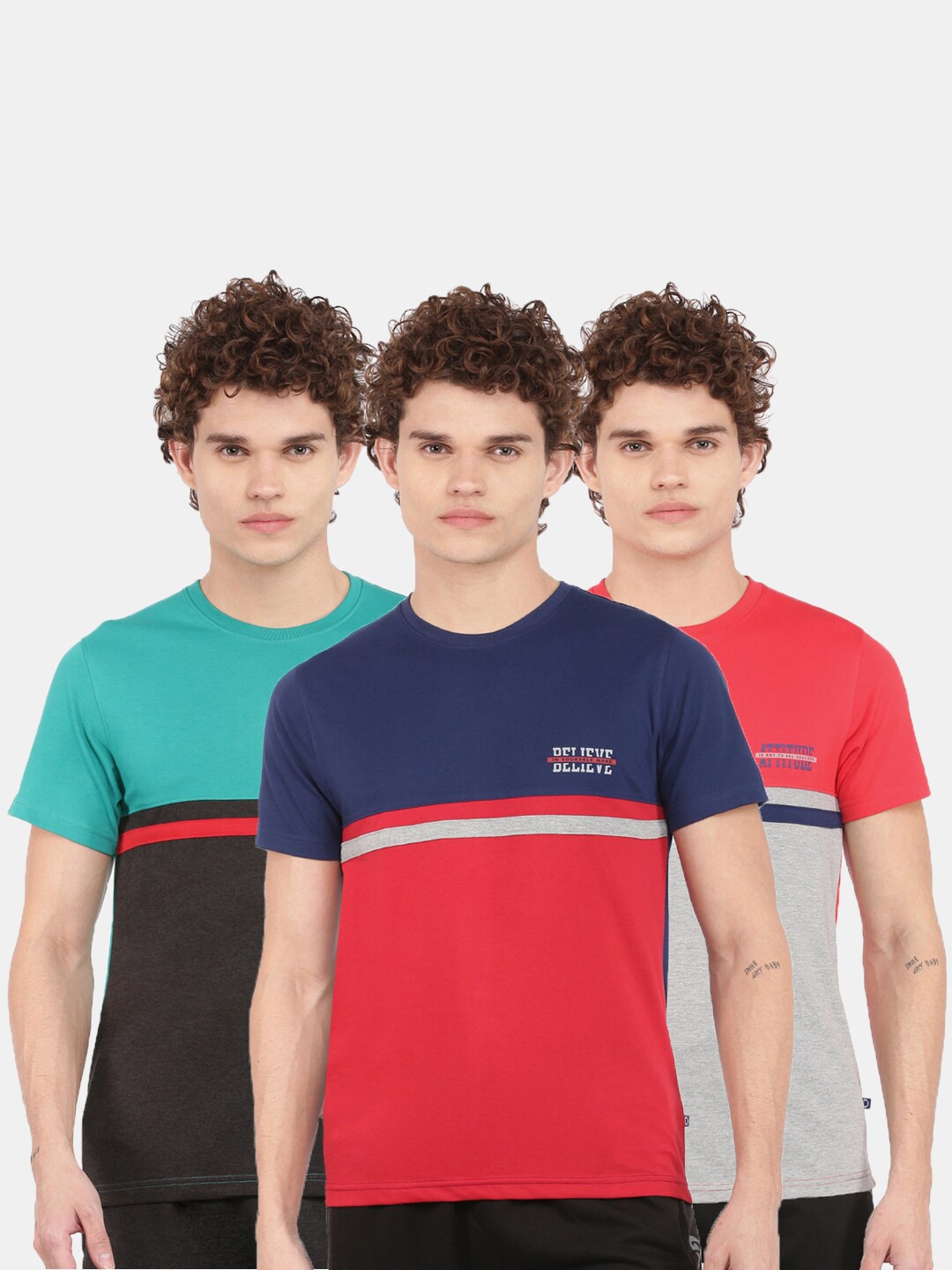 

Dollar Men Multicoloured 3 Colourblocked Cotton T-shirt, Multi