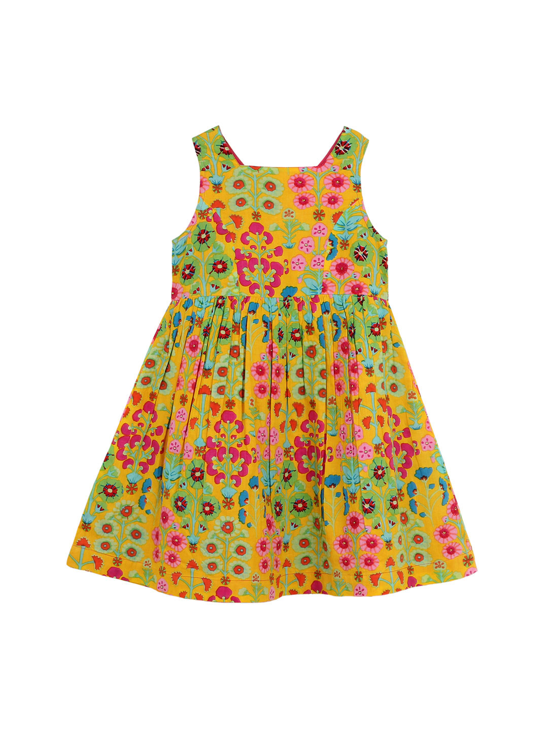 

My Little Lambs Girls Yellow Florla Print A-Line Dress