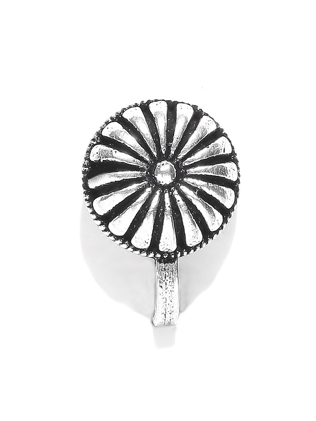 

FIROZA Oxidised Silver-Toned Textured Clip-On Nosepin