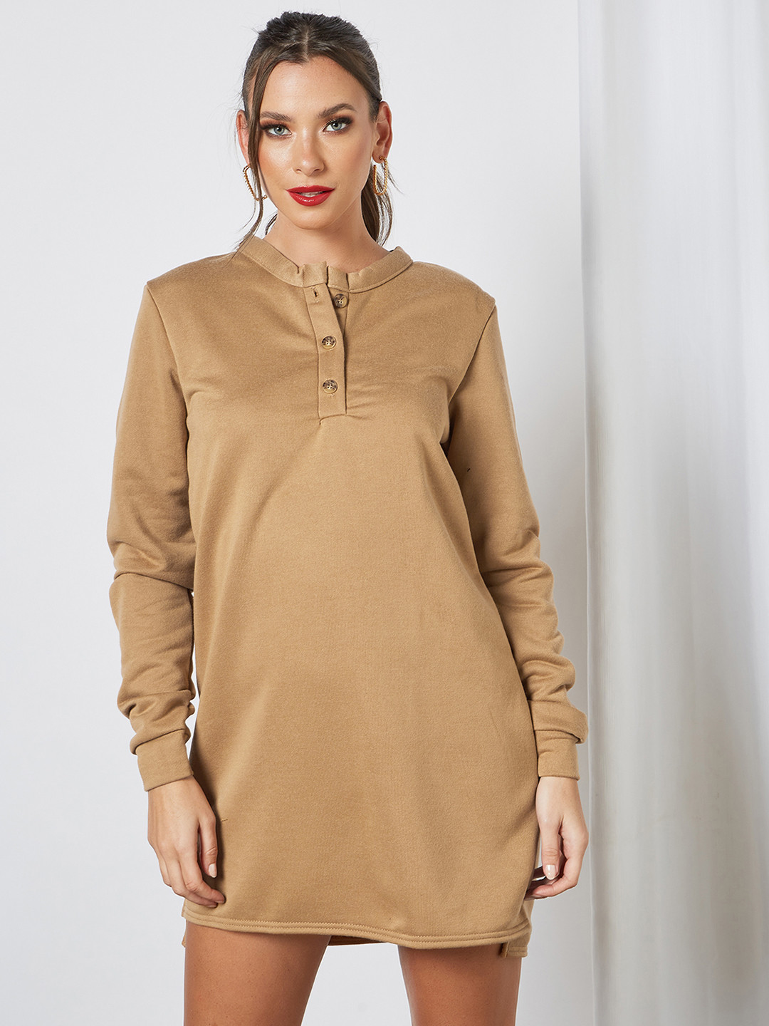 

Femme Luxe Women Brown Solid A-Line Dress