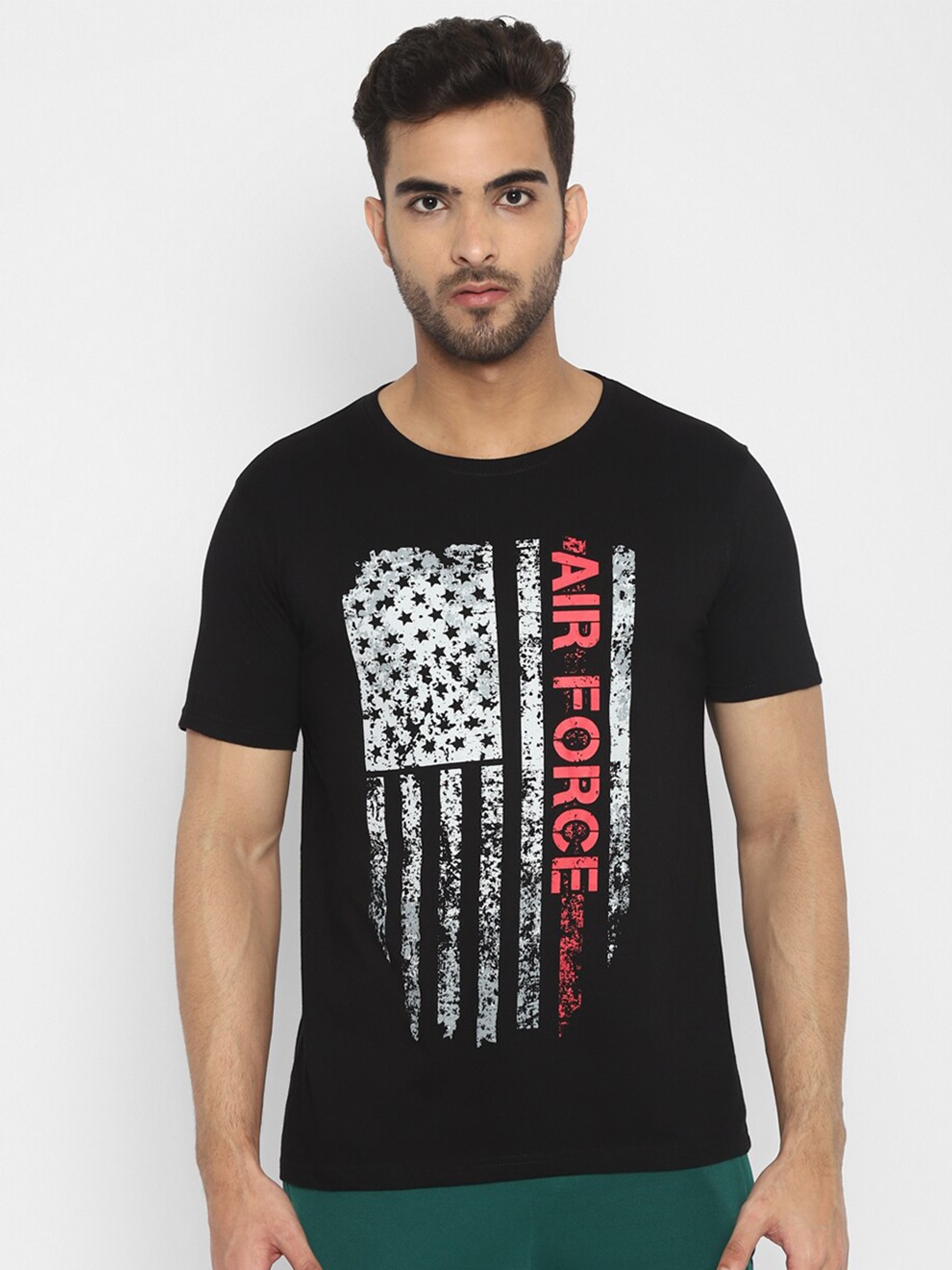 

appulse Men Black & White Printed T-shirt